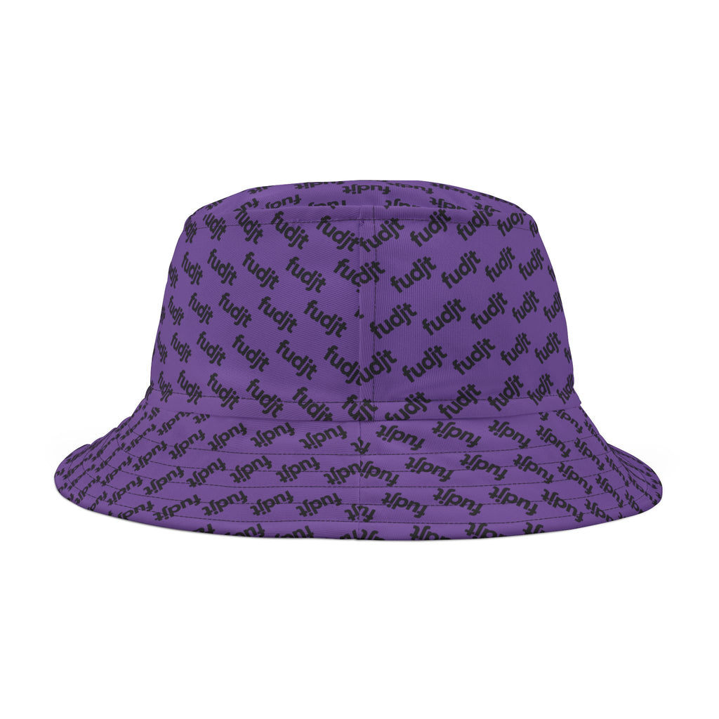 Trendy Black fudjt All Over Light Purple Bucket Hat