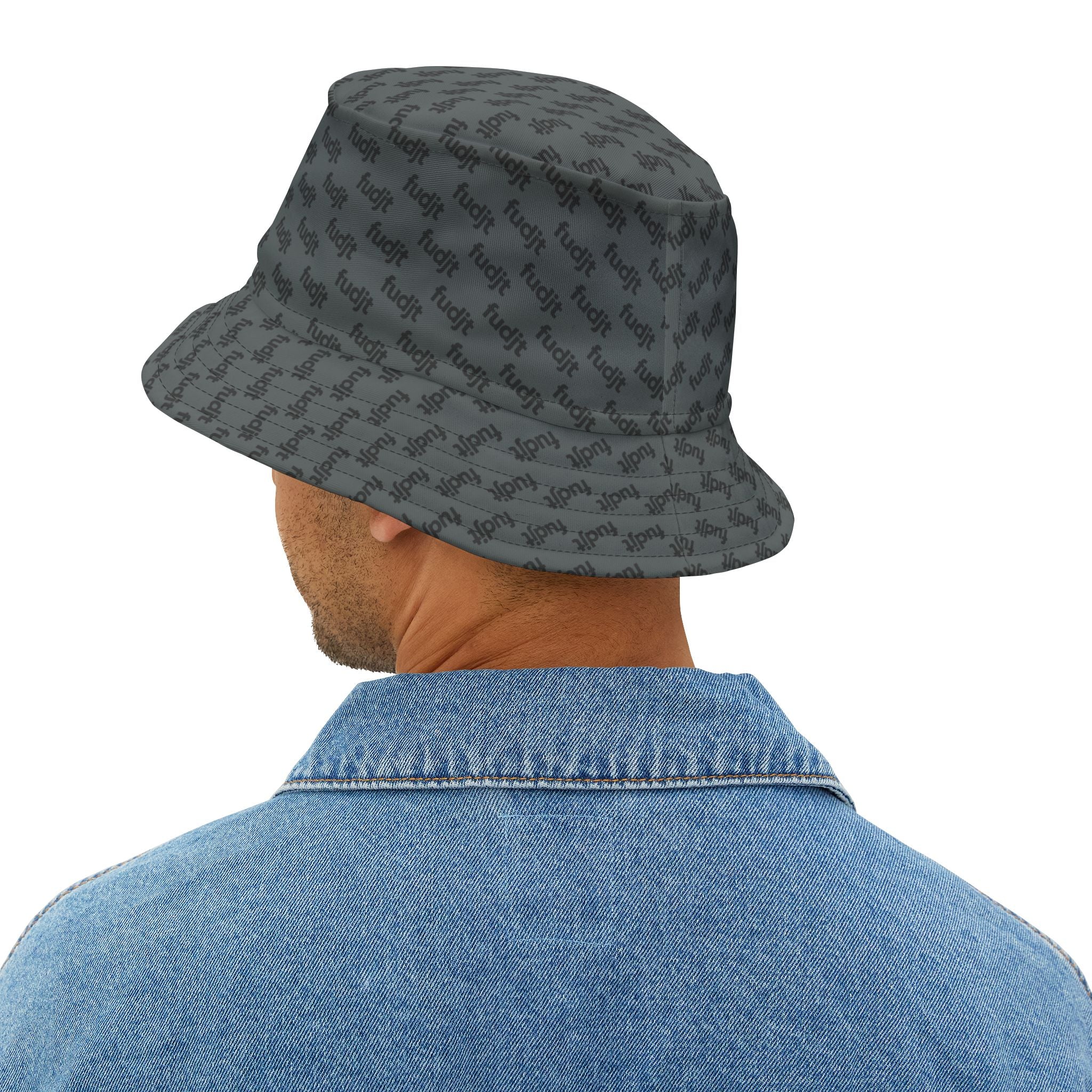 Trendy Black fudjt All Over Dark Gray Bucket Hat