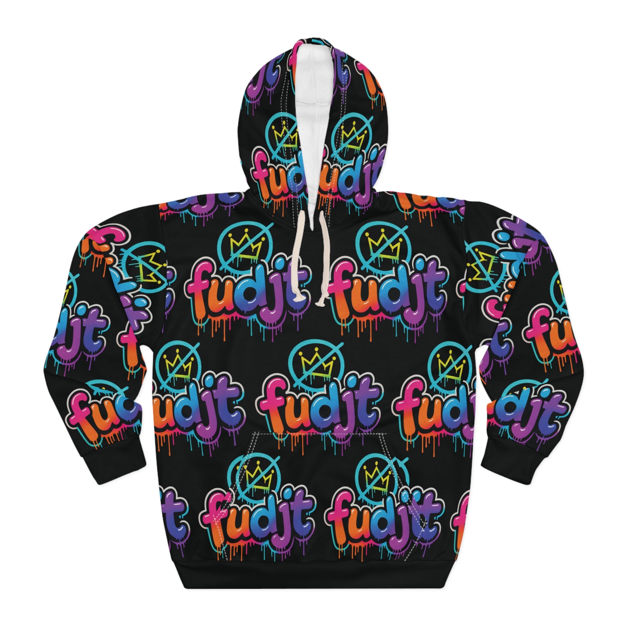 fudjt No Kings Clown Town Hoodie | All Over Black v2-10