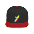 fudjt Flat Bill Snapback Hat | Rasta45 Stripe Embroidery | 2 Two-tone Colors