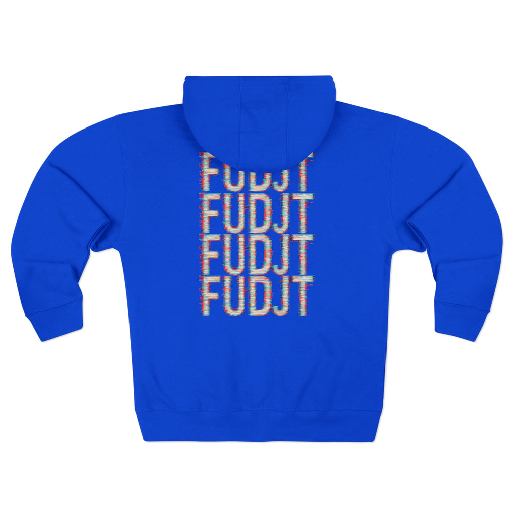 FUDJT Glitch Zip Hoodie | Front Left & Stack Back | 7 Colors