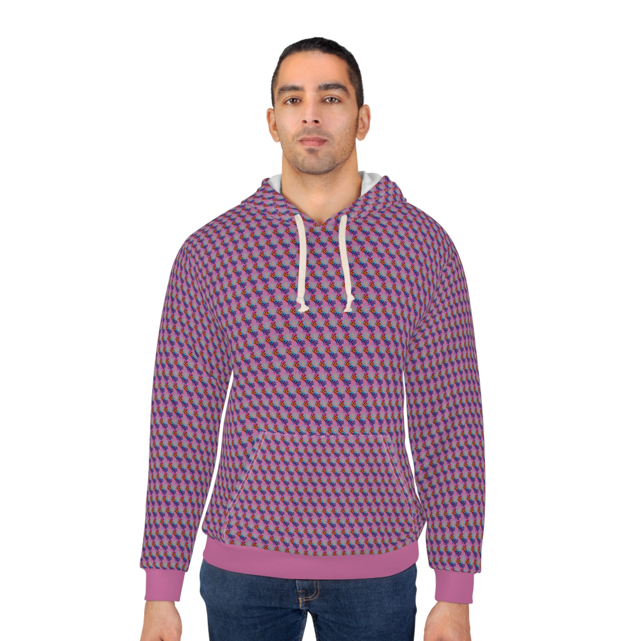 fudjt No Kings Clown Town Hoodie | All Over Light Pink Stagger Lee 1-45