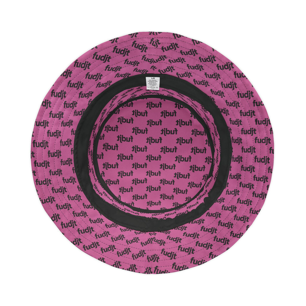 Trendy Black fudjt All Over Light Pink Bucket Hat