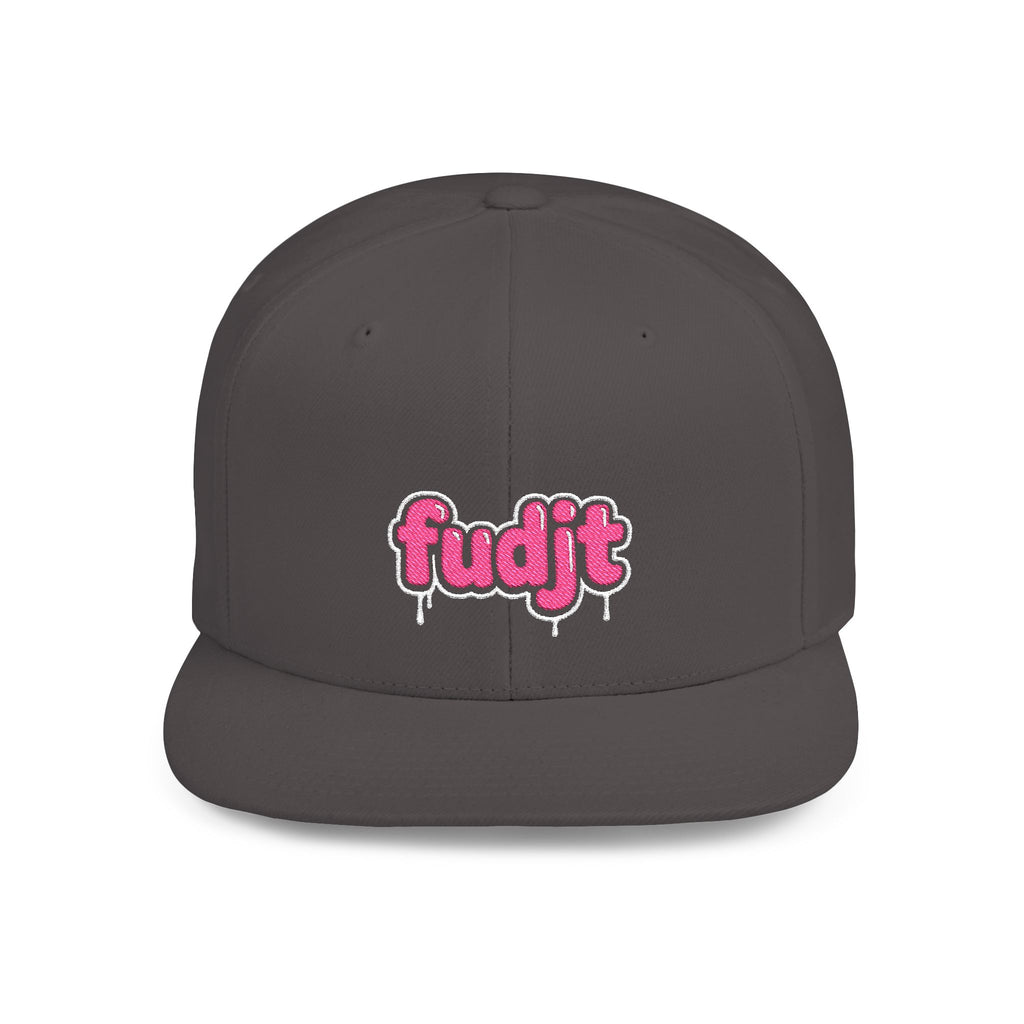 fudjt Flat Bill Snapback Hat | Pink Drip Embroidery |  13 Colors