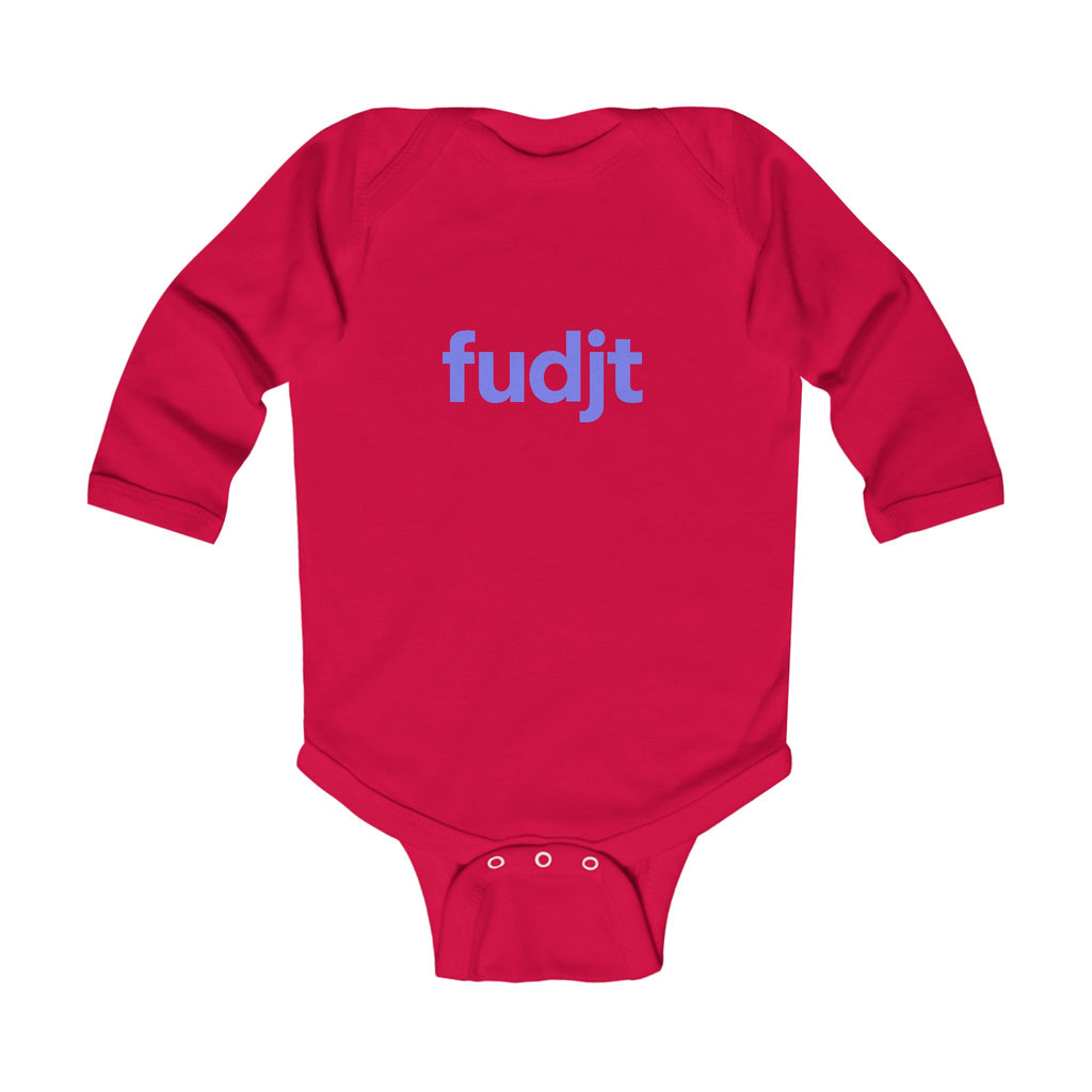 fudjt Baby - Long Sleeve Bodysuit with Light Blue logo - Cute Onesie | 7 Colors