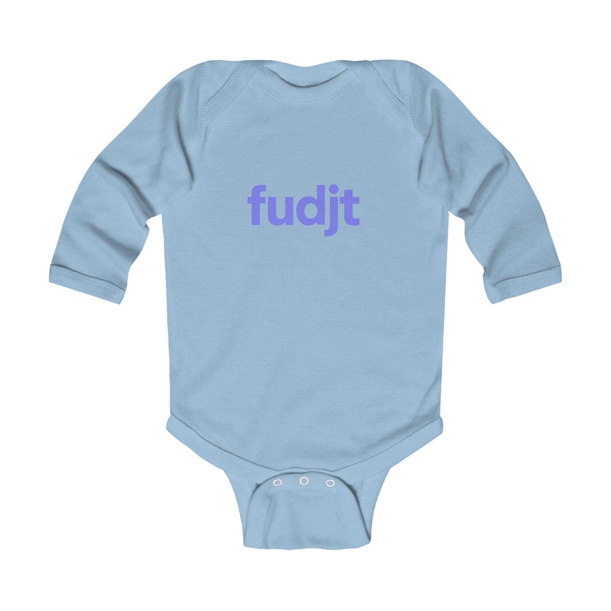 fudjt Baby - Long Sleeve Bodysuit with Light Blue logo - Cute Onesie | 7 Colors