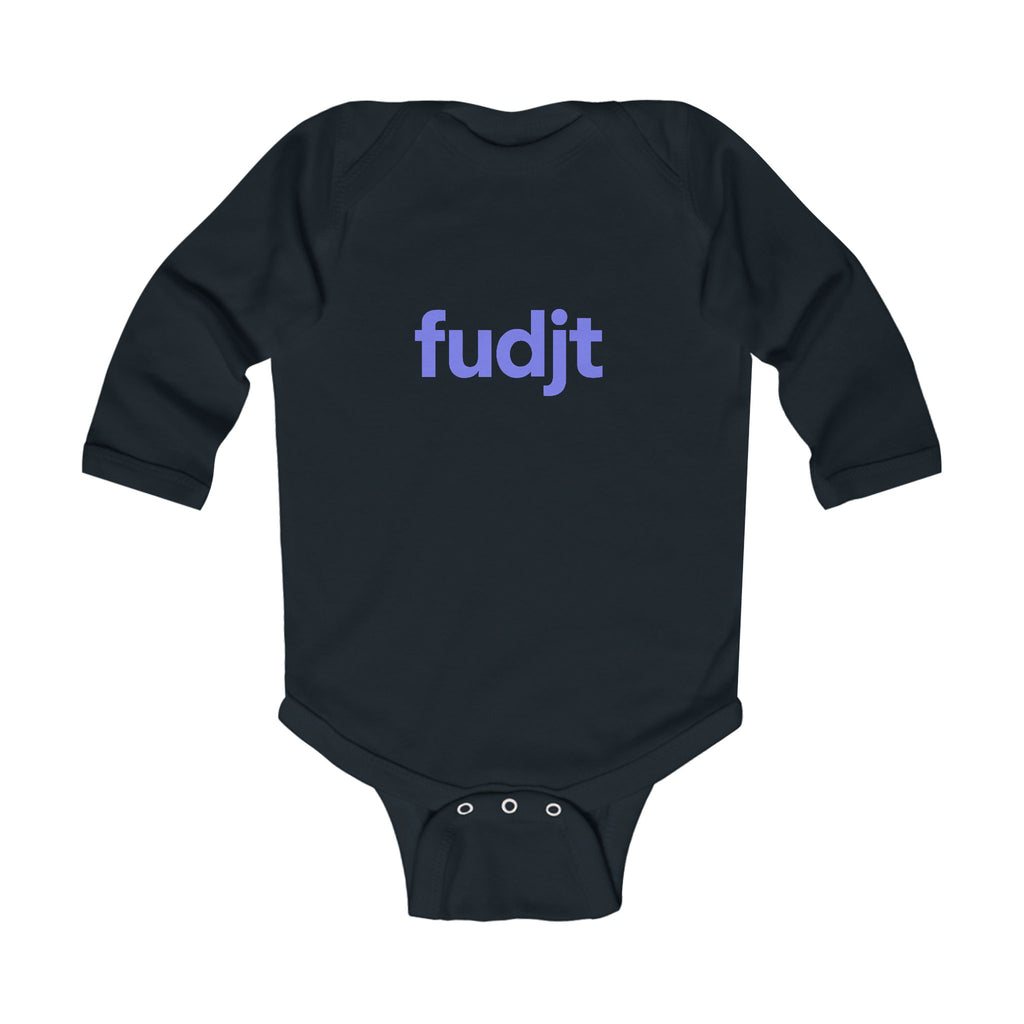 fudjt Baby - Long Sleeve Bodysuit with Light Blue logo - Cute Onesie | 7 Colors