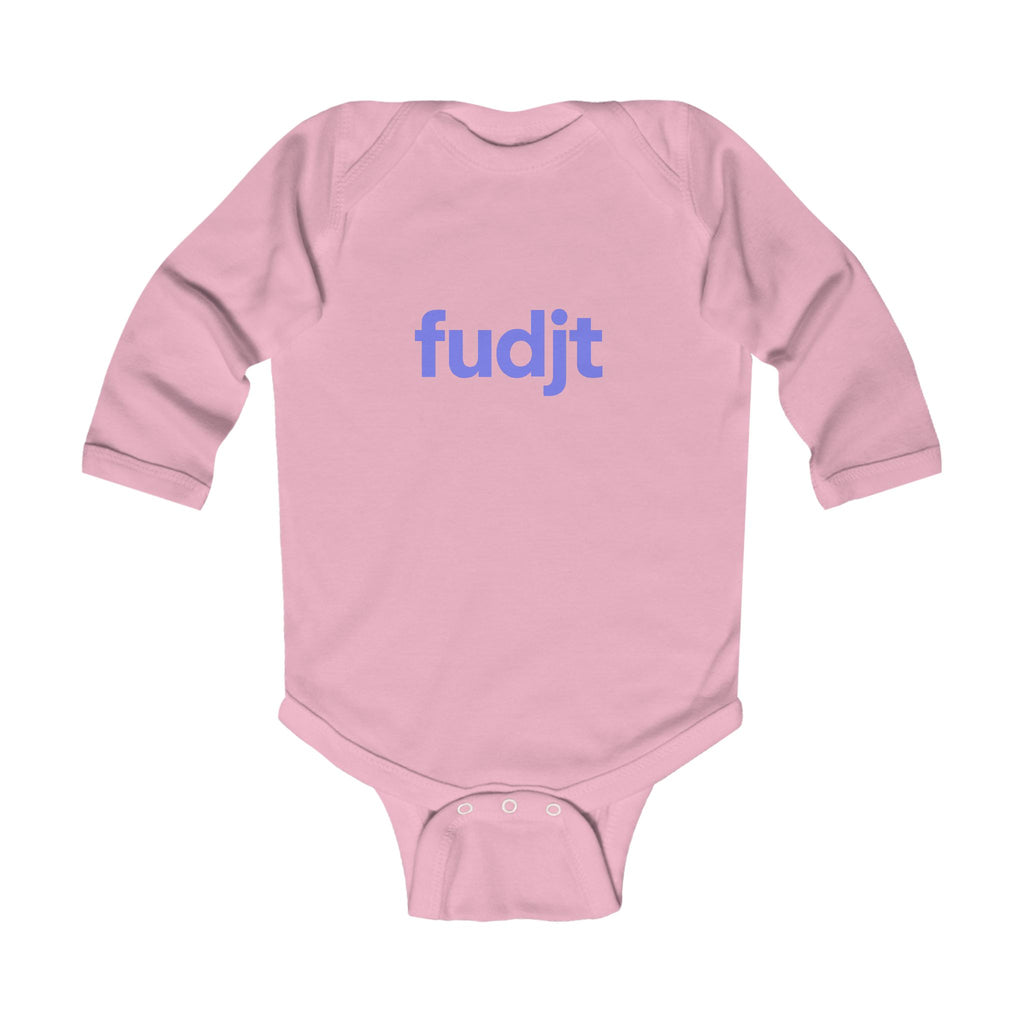 fudjt Baby - Long Sleeve Bodysuit with Light Blue logo - Cute Onesie | 7 Colors