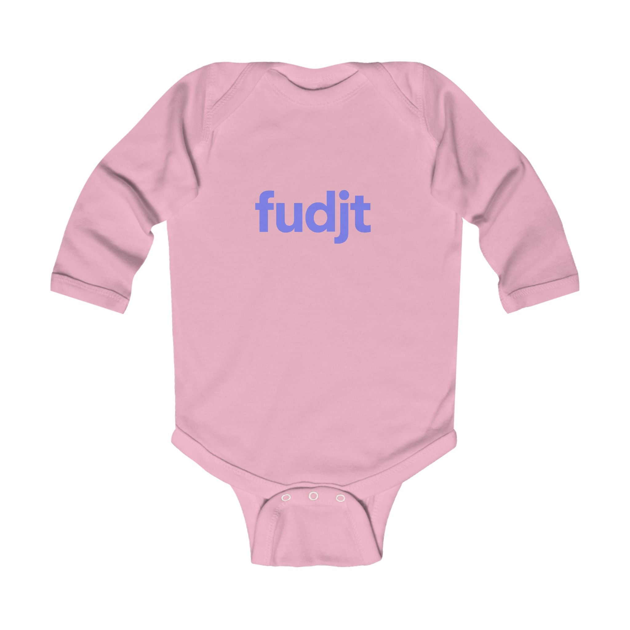 fudjt Baby - Long Sleeve Bodysuit with Light Blue logo - Cute Onesie | 7 Colors