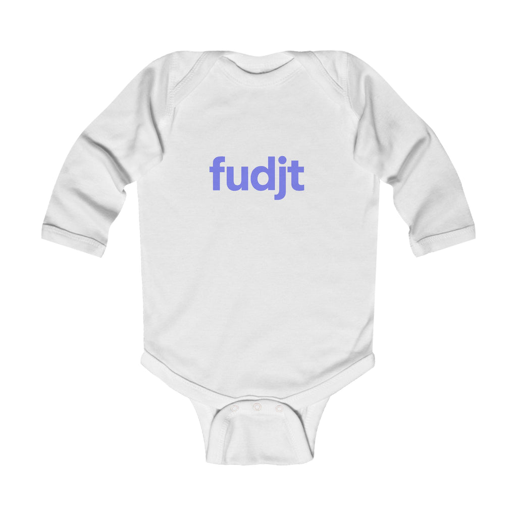 fudjt Baby - Long Sleeve Bodysuit with Light Blue logo - Cute Onesie | 7 Colors