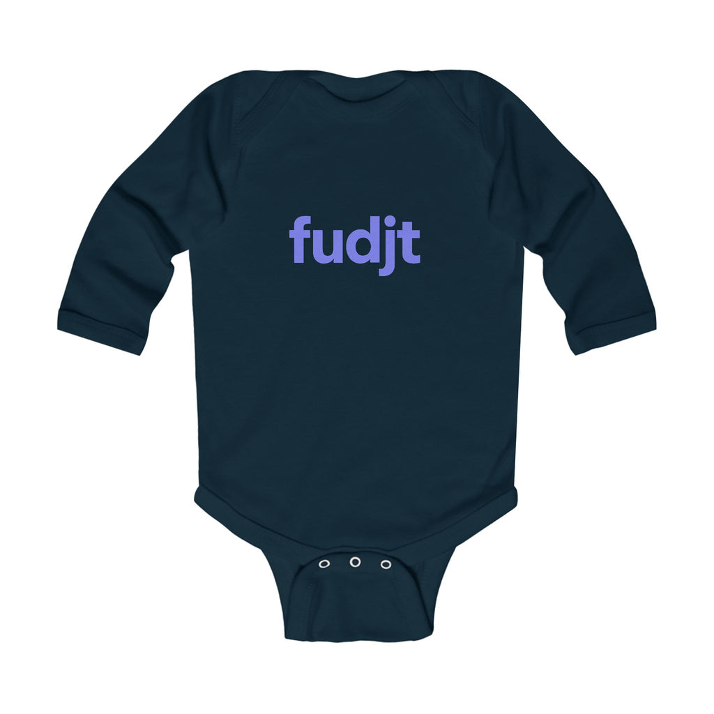 fudjt Baby - Long Sleeve Bodysuit with Light Blue logo - Cute Onesie | 7 Colors