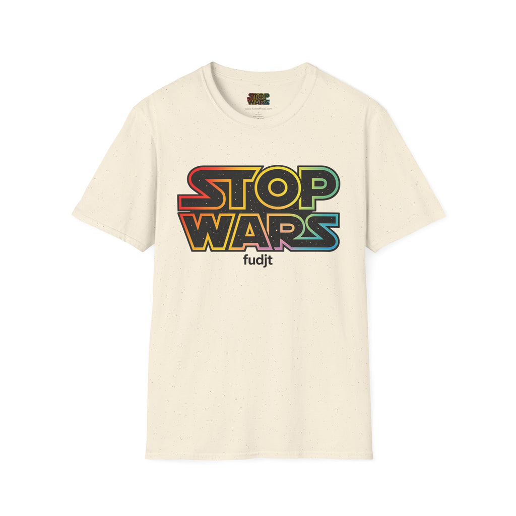 fudjt "STOP WARS" Retro Rainbow Anti-War Everyday Soft & Stylish Tee | Black fudjt | 7 Colors