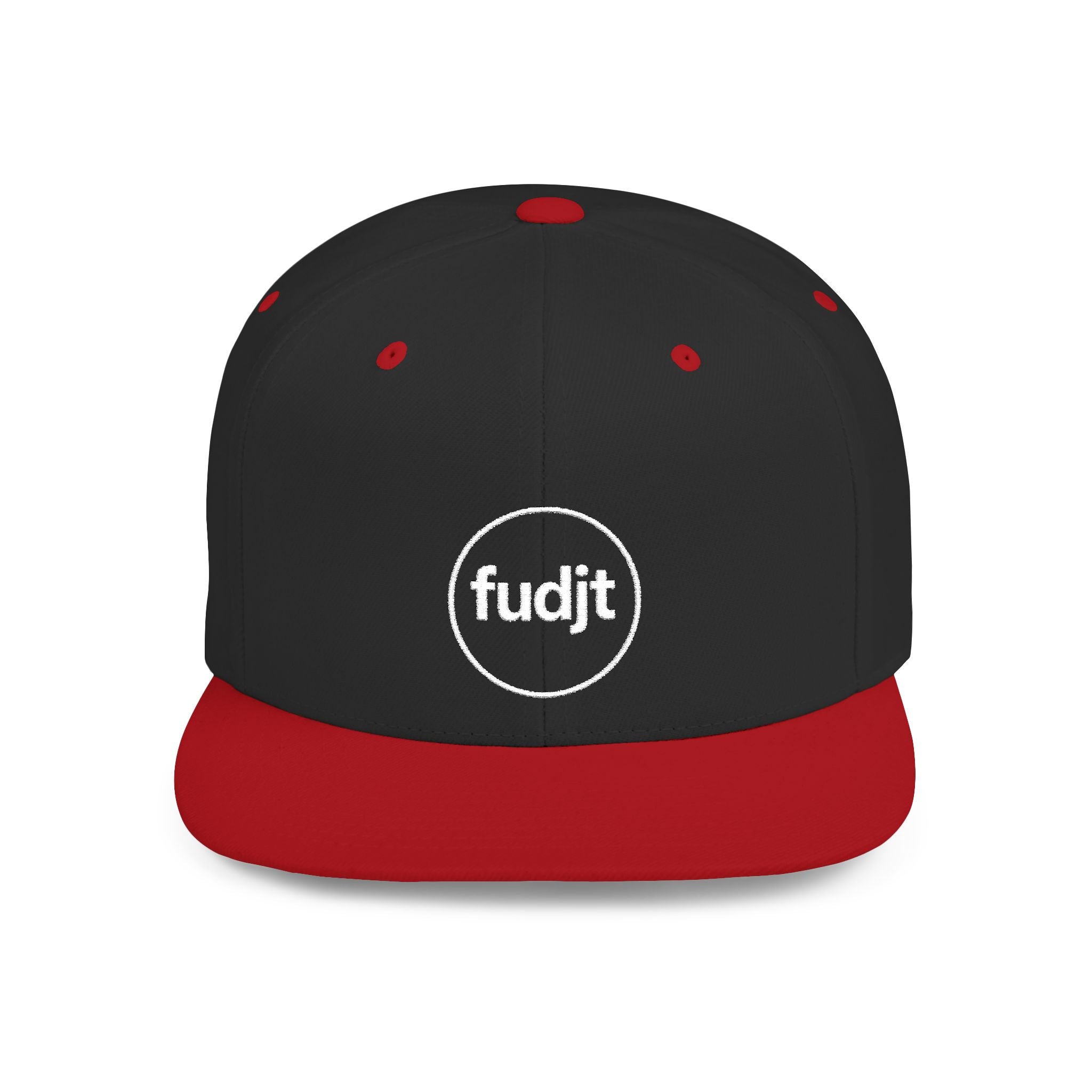 fudjt Circle Flat Bill Snapback Hat | White Embroidery |  14 Colors