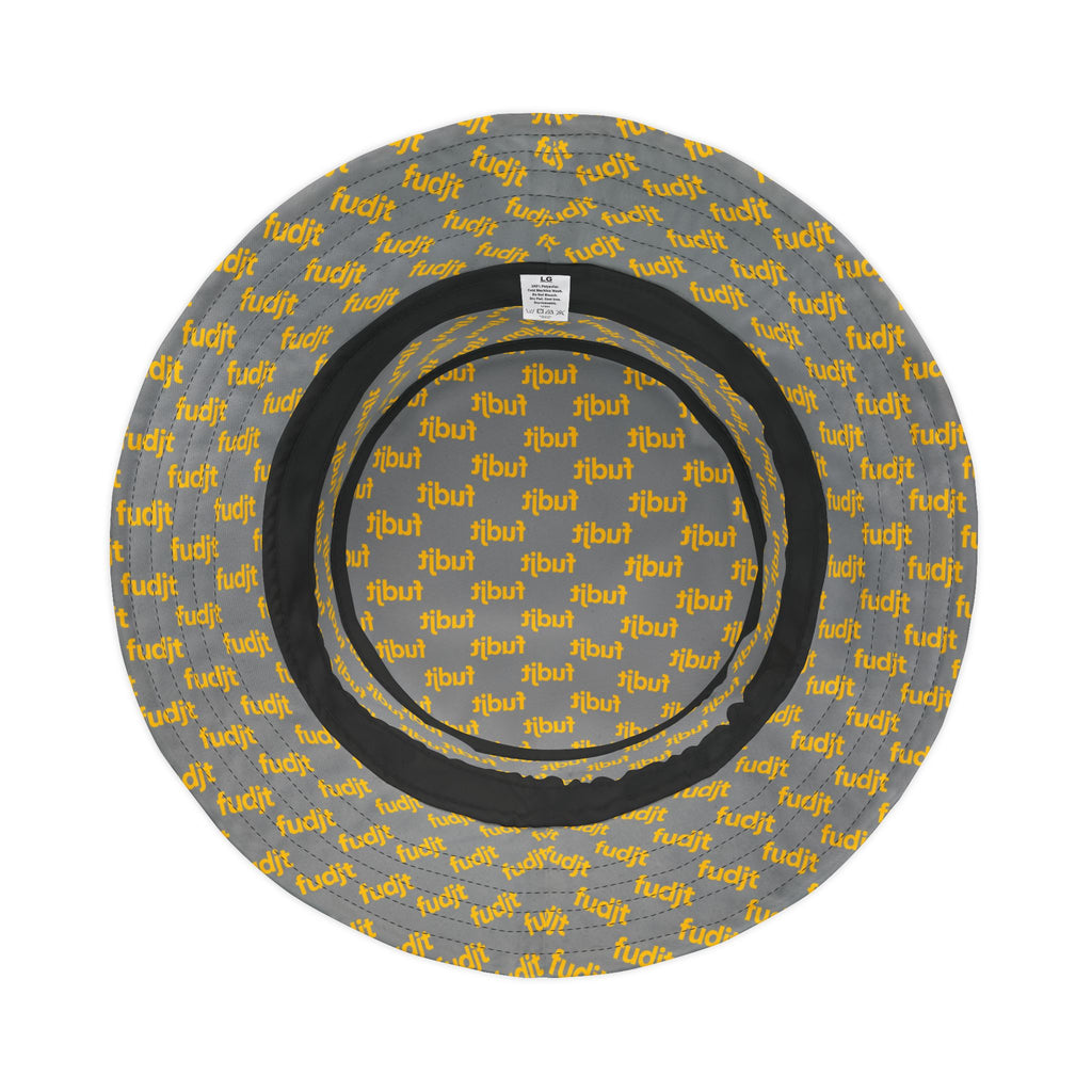 Trendy Yellow fudjt All Over on Gray Bucket Hat
