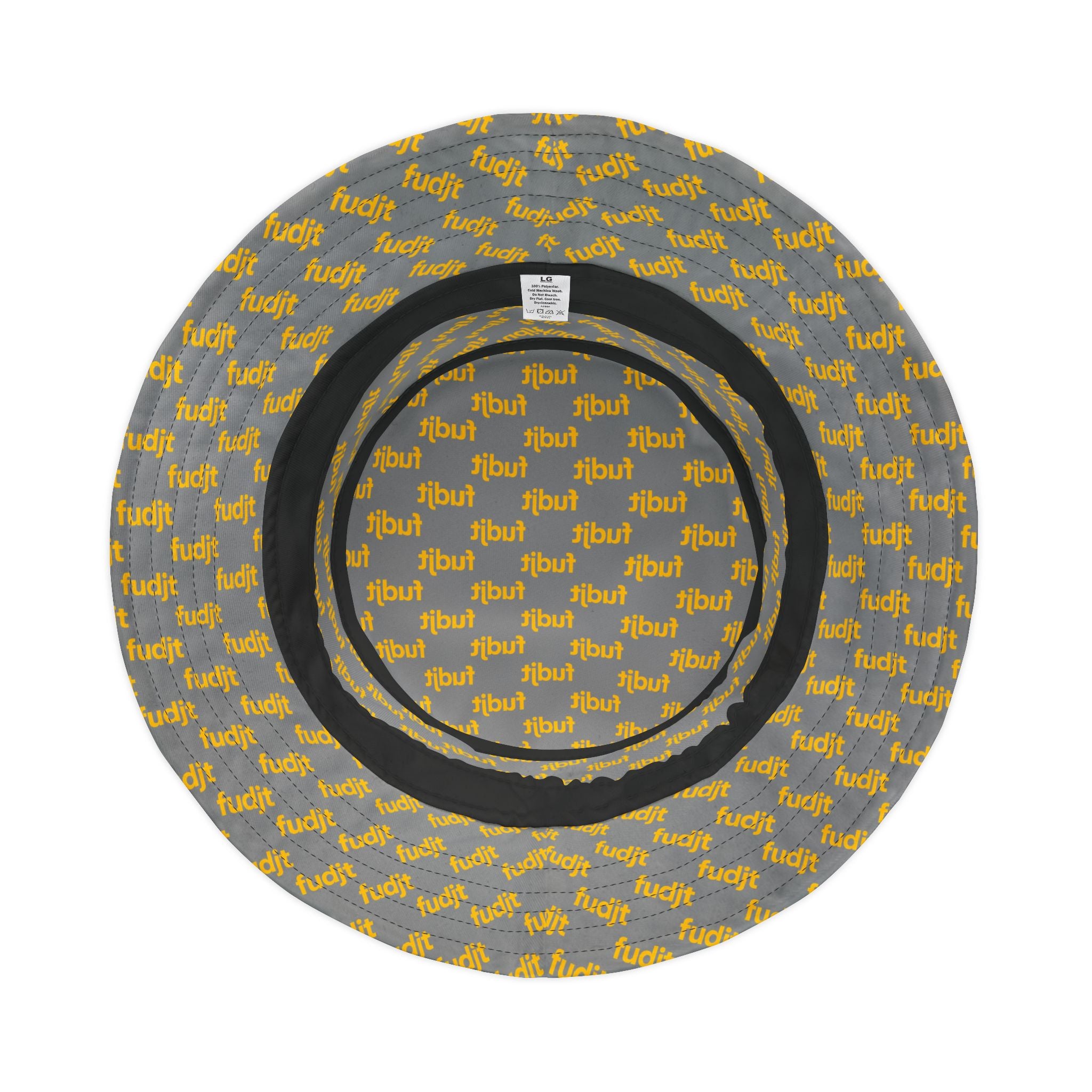 Trendy Yellow fudjt All Over on Gray Bucket Hat