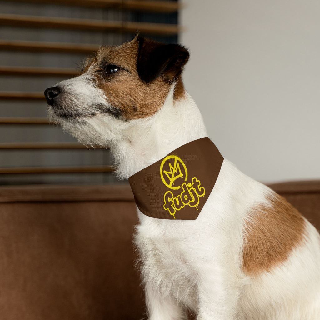 Brown Golden fudjt No Kings Bandana Collar for Dogs, Cats & More | 4 Sizes