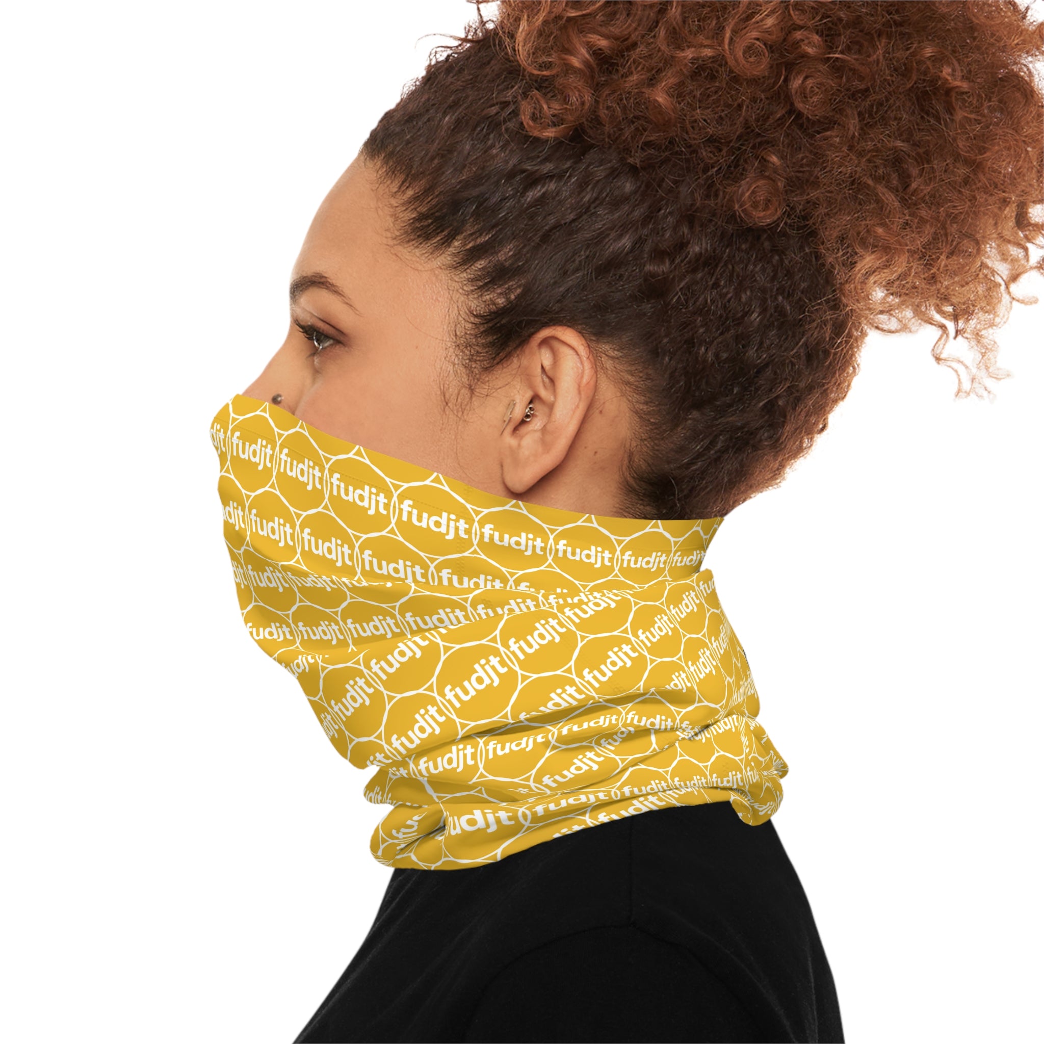 Yellow & White fudjt Unbroken Chain 1.25 Neck Gaiter
