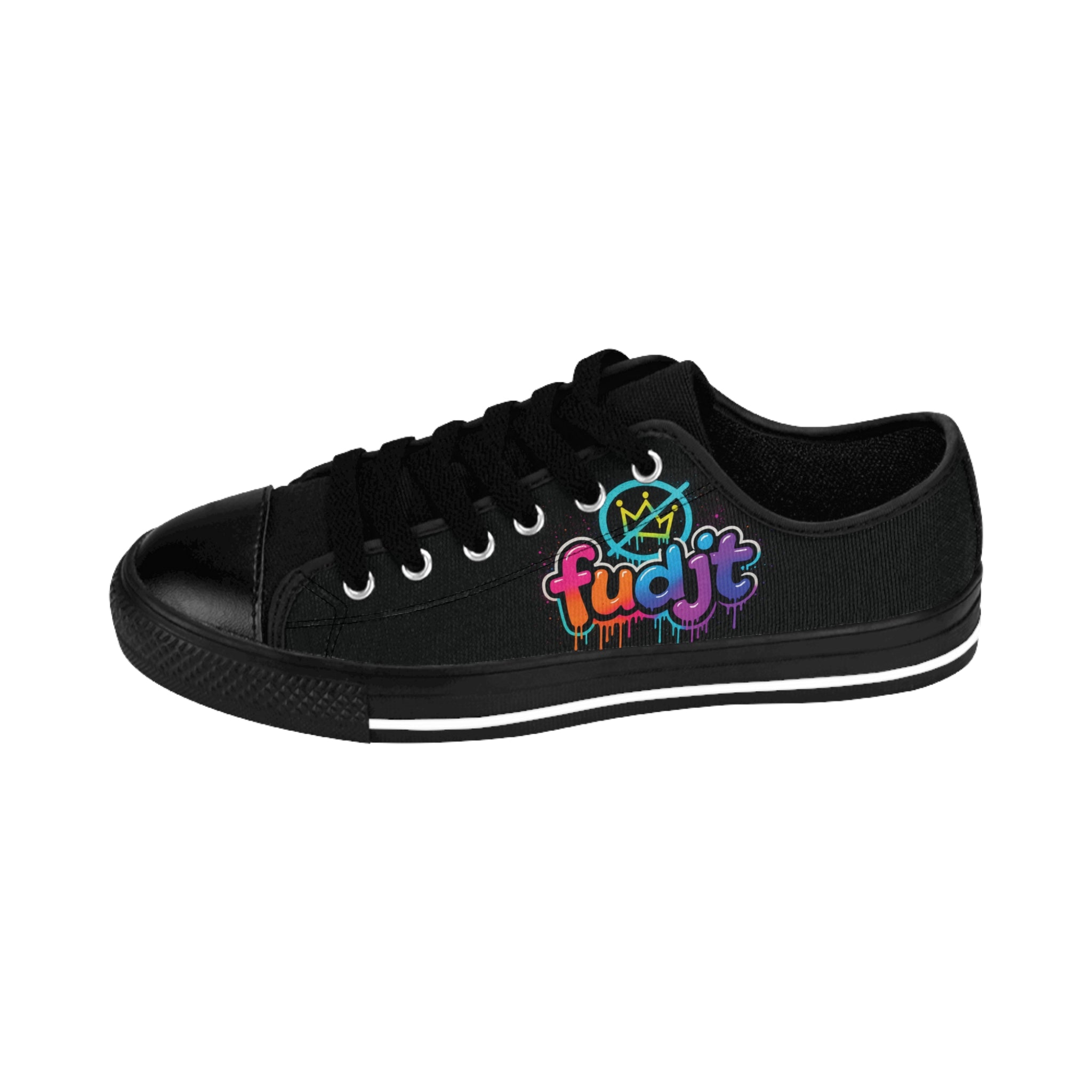 fudjt No Kings Clown Town Street Style Sneakers | Women & Girls Black Low Top