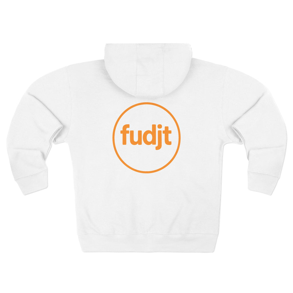 Orange fudjt Circle Zip Hoodie | Front & Back Graphic | 8 Colors