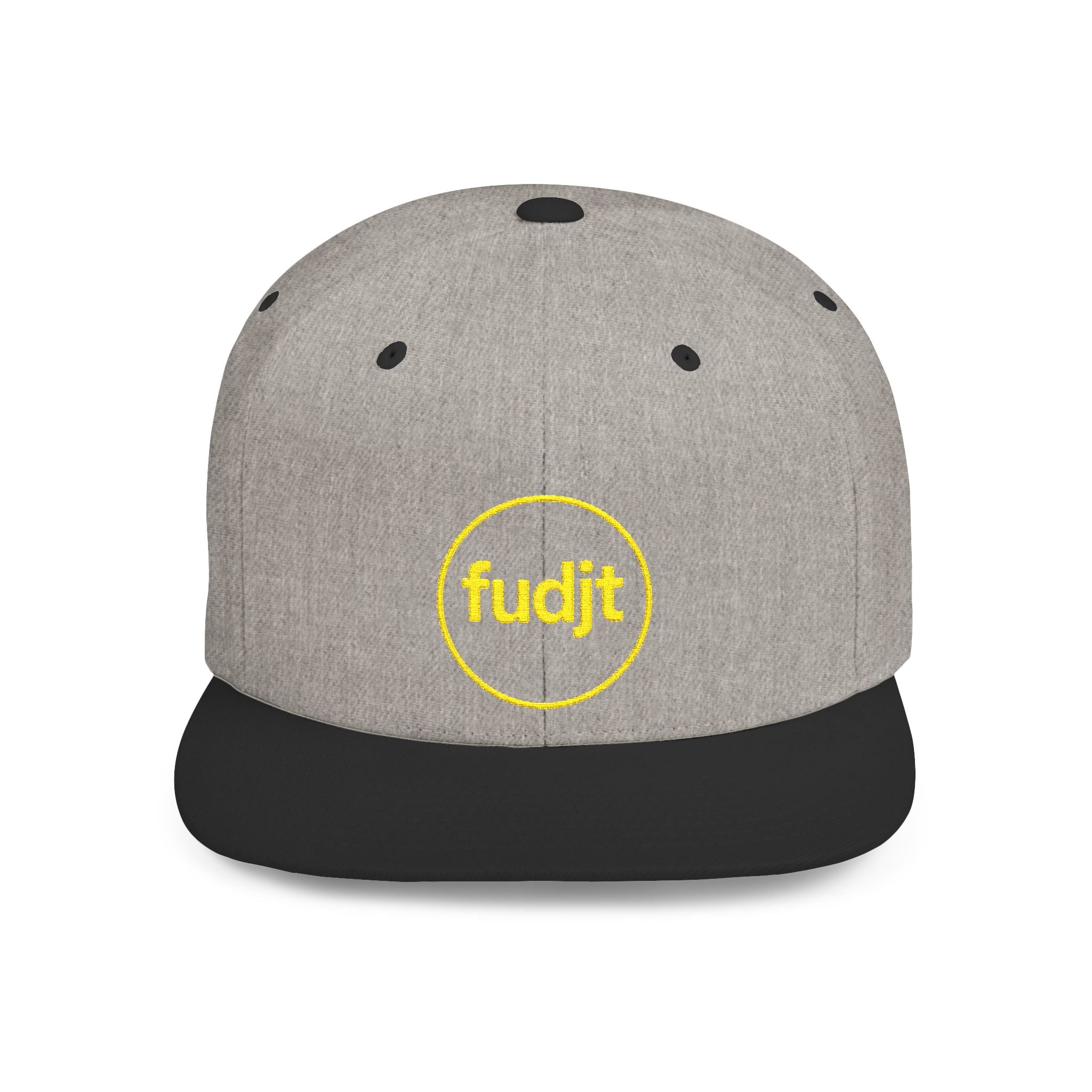 fudjt Circle Flat Bill Snapback Hat | Golden Yellow Embroidery |  14 Colors