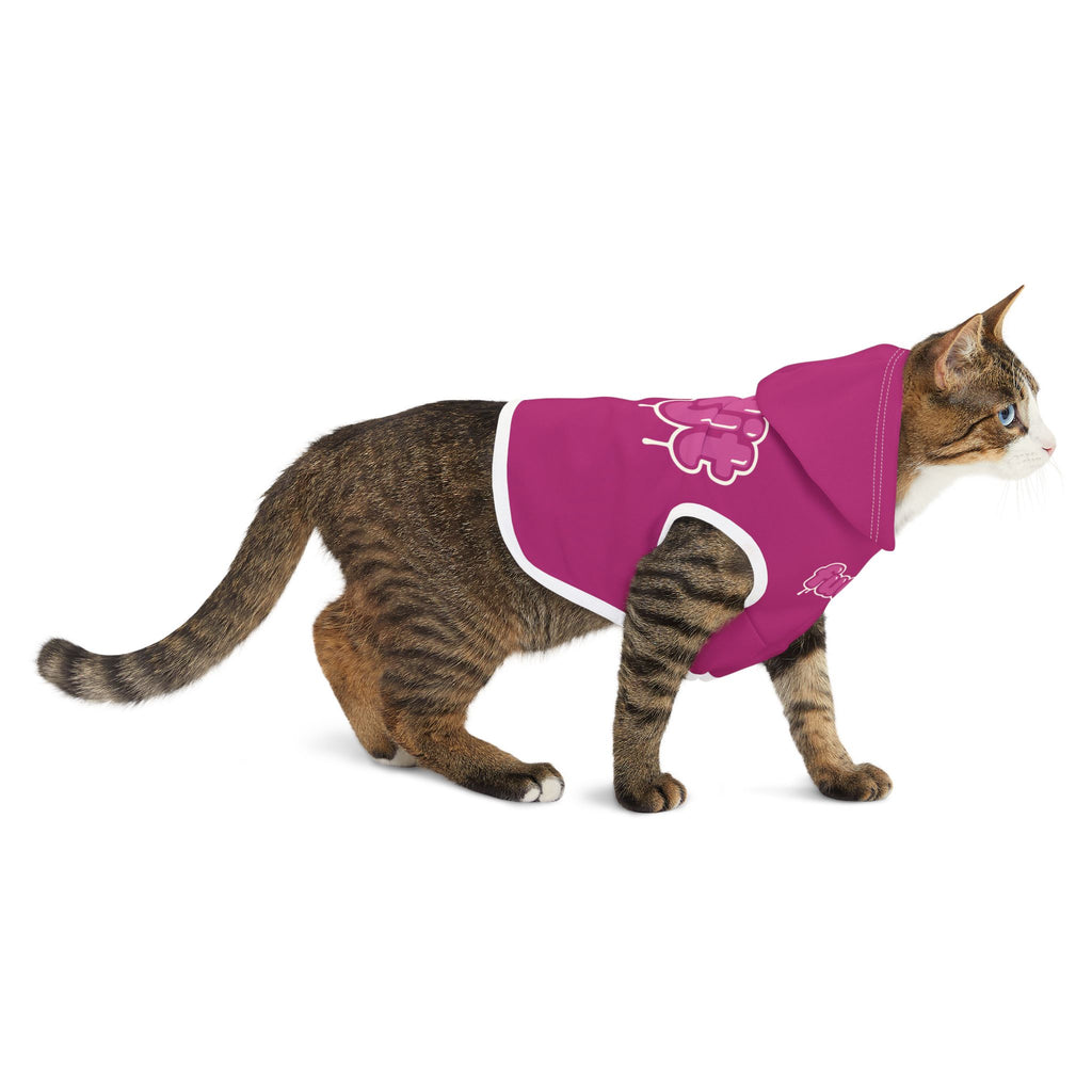 Pink fudjt Pet Hoodie with Pink Drip Design