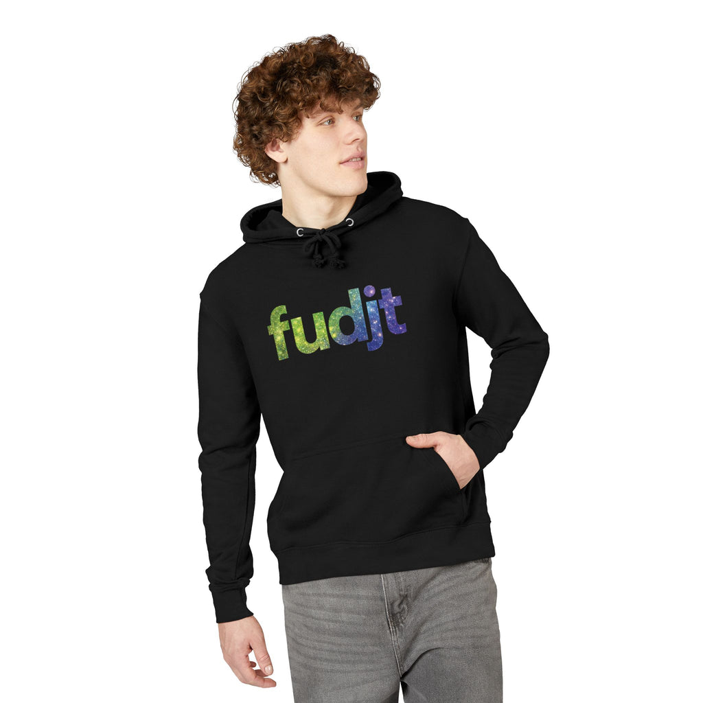 fudjt Galaxy French Terry Hoodie | Colorful Space Text | 6 Colors
