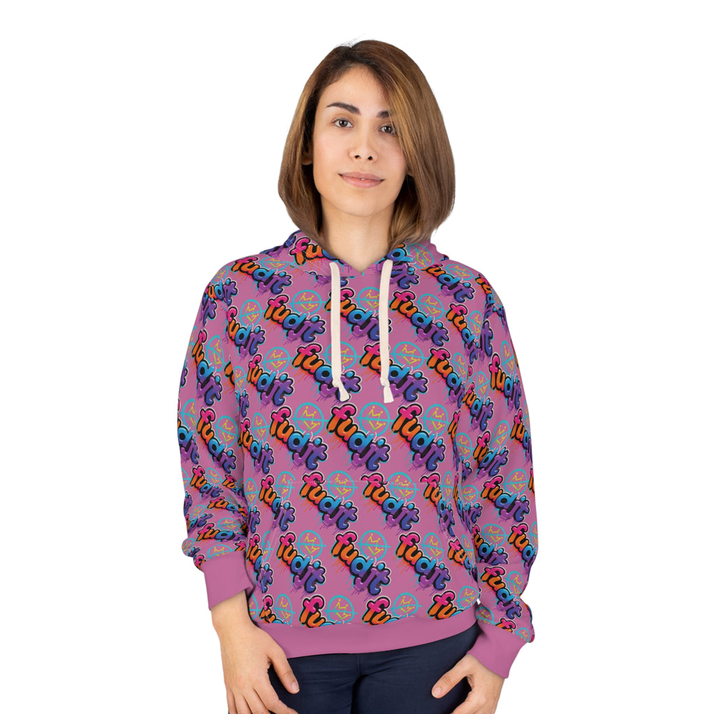 fudjt No Kings Clown Town Hoodie | All Over Light Pink Stagger Lee 5-45