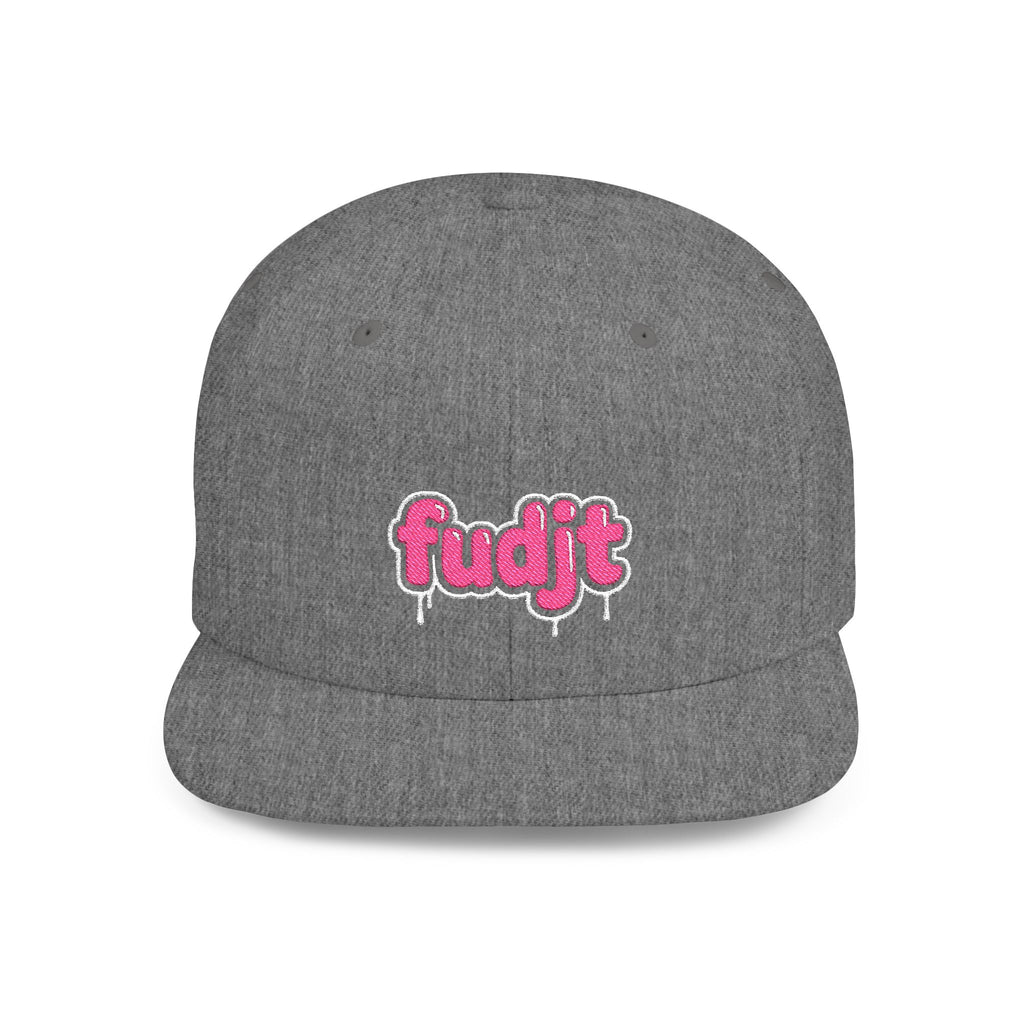 fudjt Flat Bill Snapback Hat | Pink Drip Embroidery |  13 Colors