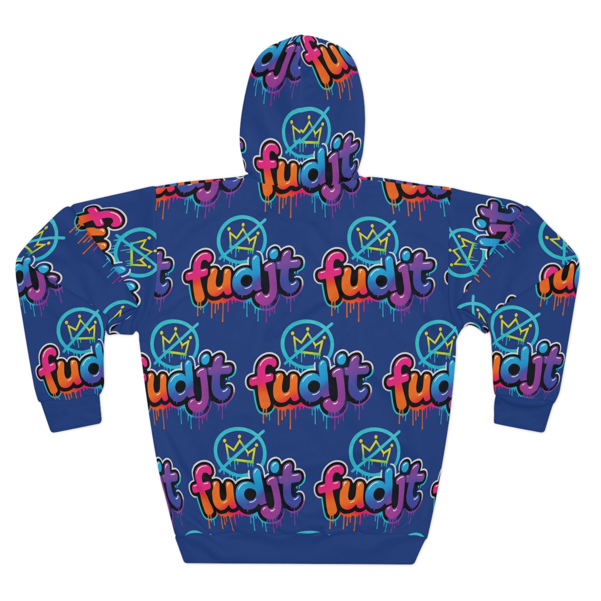 fudjt No Kings Clown Town Hoodie | All Over Dark Blue 10
