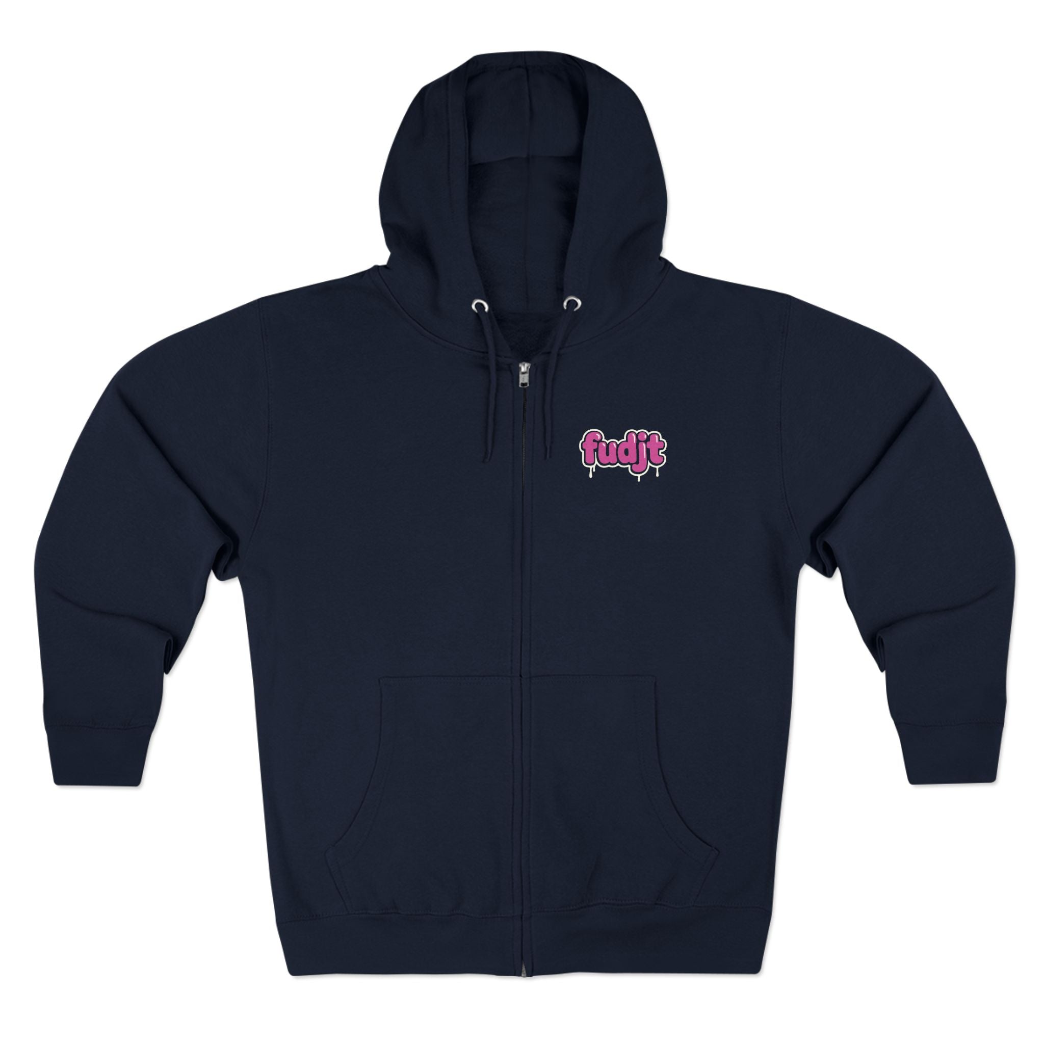 Zip Hoodie with Pink Drip fudjt | Front & Back Graphic | 8 Colors