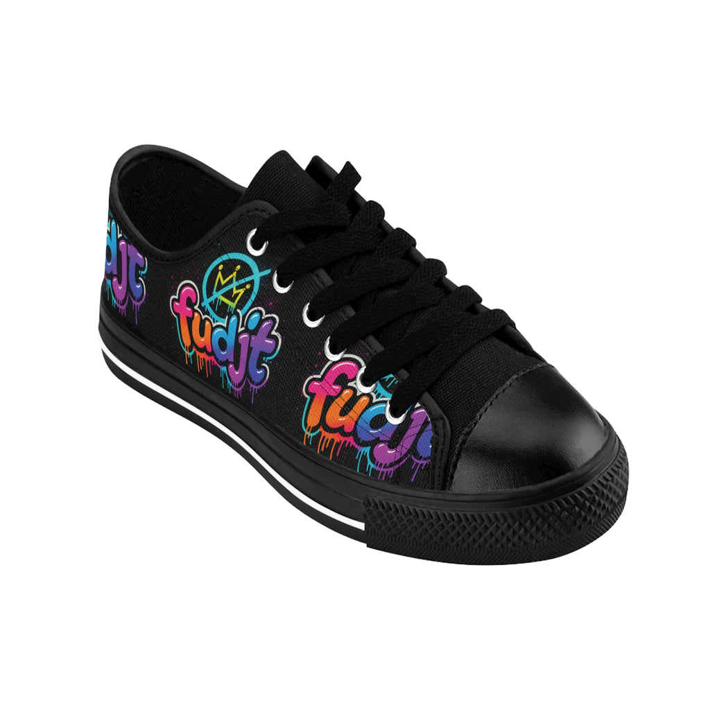 fudjt No Kings Clown Town Street Style Sneakers | Women & Girls Black All Over Low Top