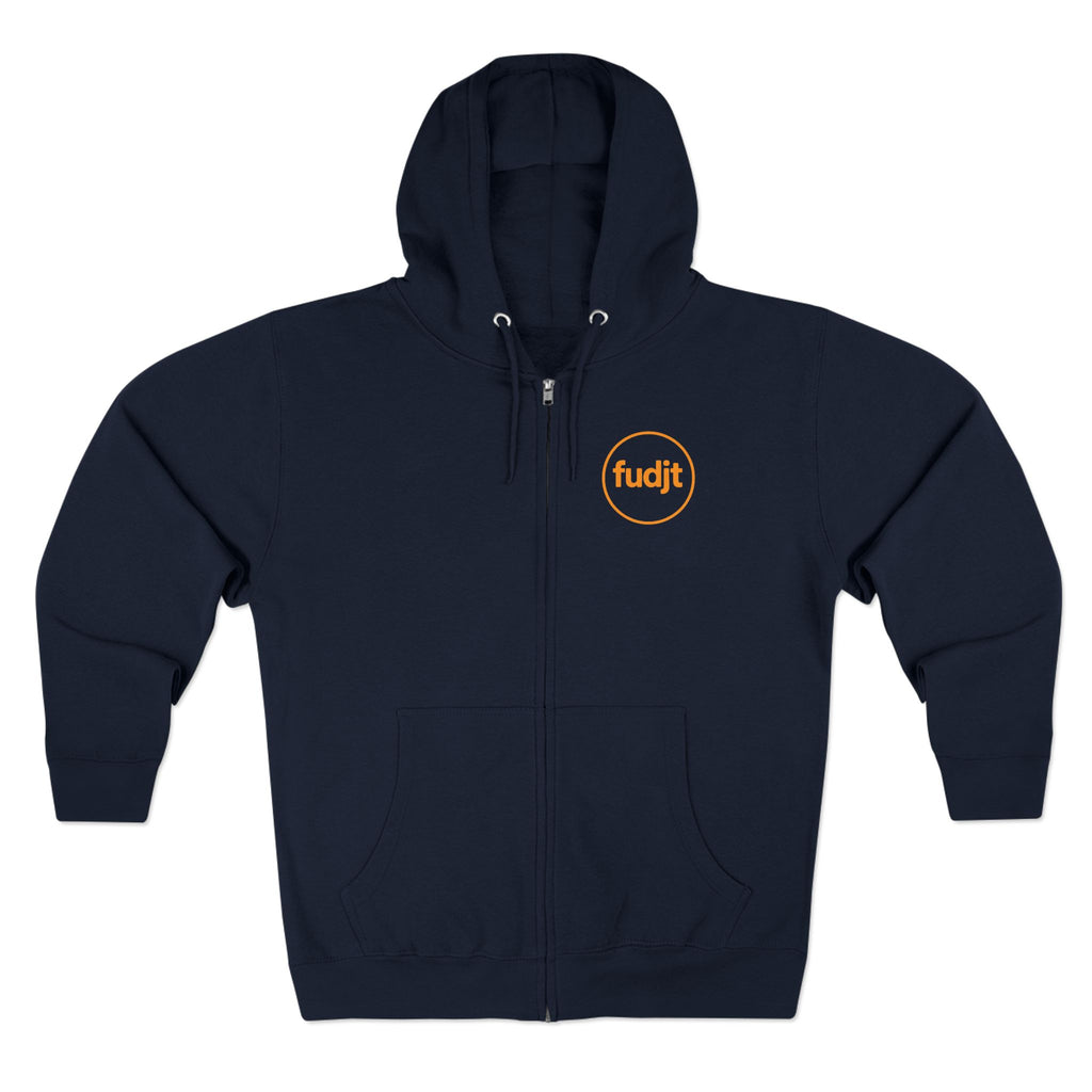 Orange fudjt Circle Zip Hoodie | Front & Back Graphic | 9 Colors