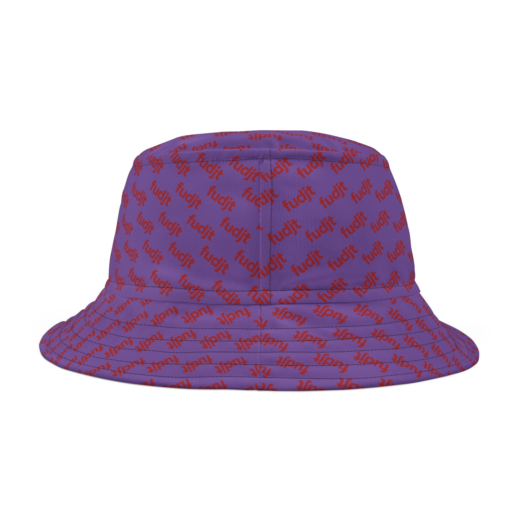 Trendy Red fudjt All Over on Light Purple Bucket Hat