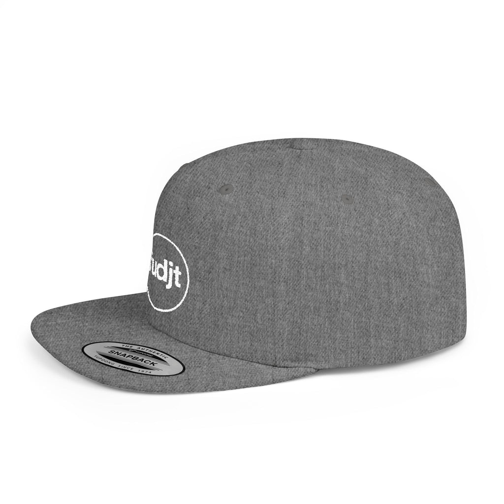 fudjt Circle Flat Bill Snapback Hat | White Embroidery |  14 Colors