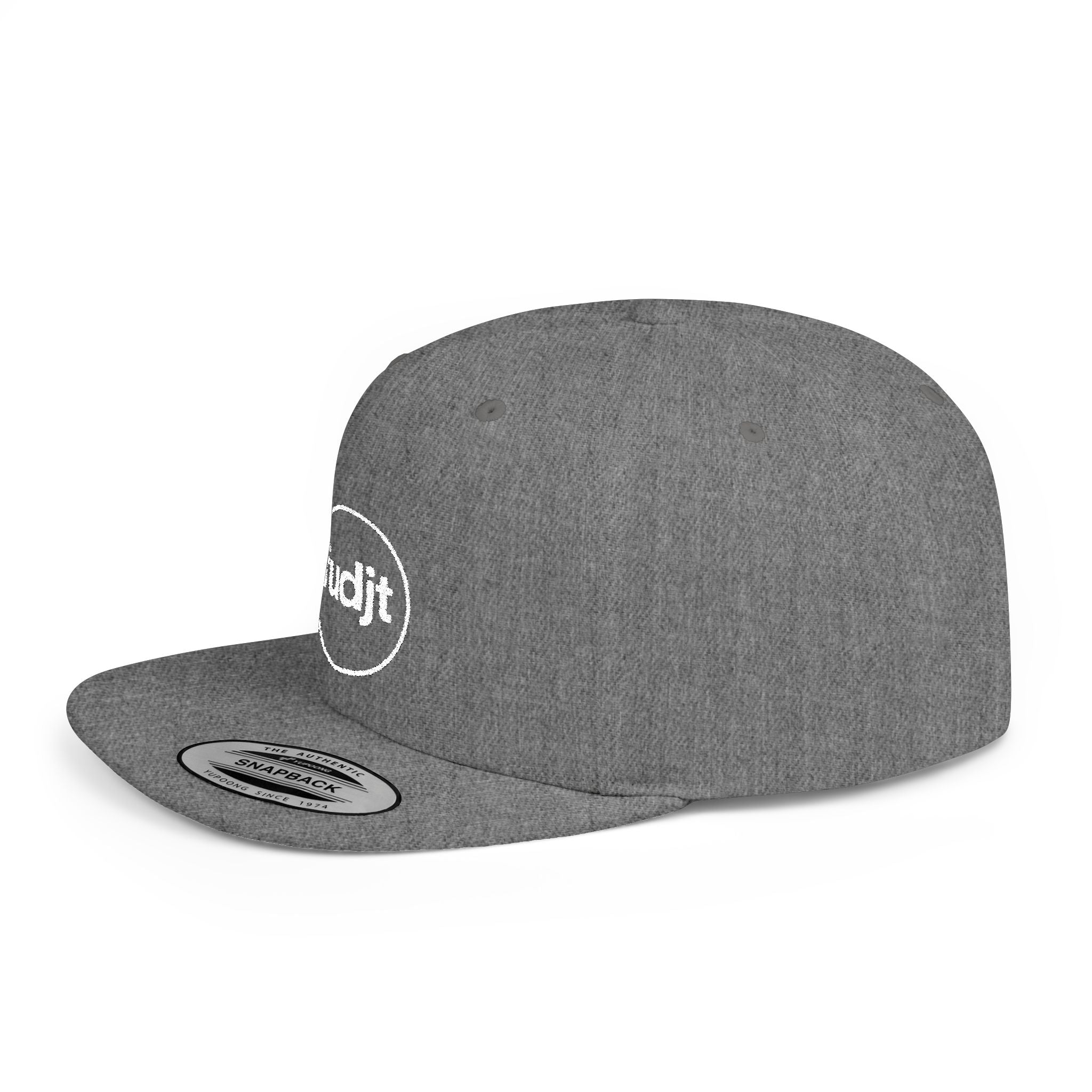 fudjt Circle Flat Bill Snapback Hat | White Embroidery |  14 Colors