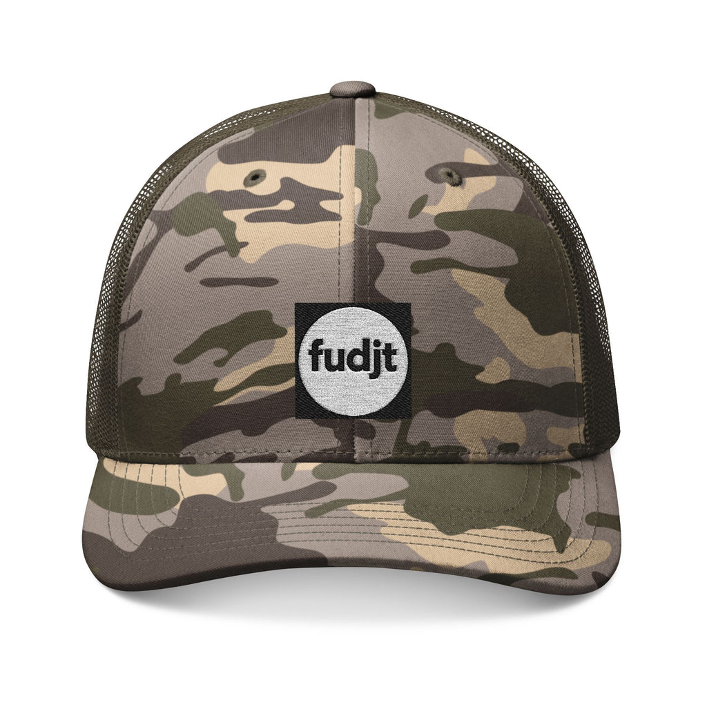 Camouflage Trucker Hat | Black Square fudjt Circle Embroidery | 3 Colors