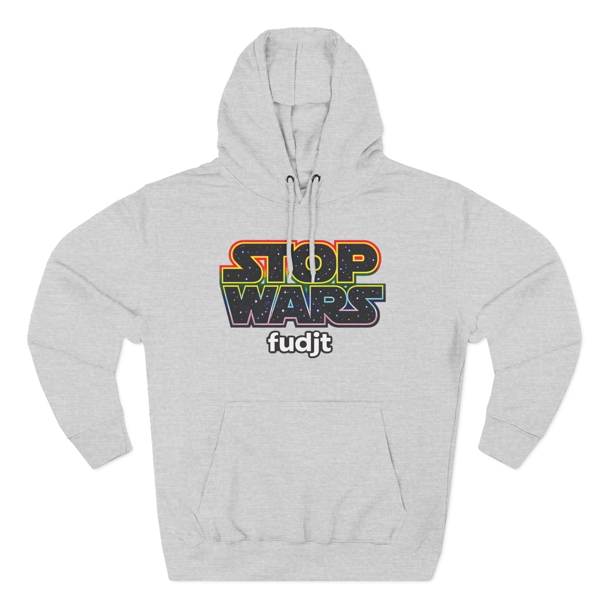 fudjt Stop Wars Hoodie – Premium Fleece Pullover with Retro Protest Graphic, White fudjt | 15 Colors