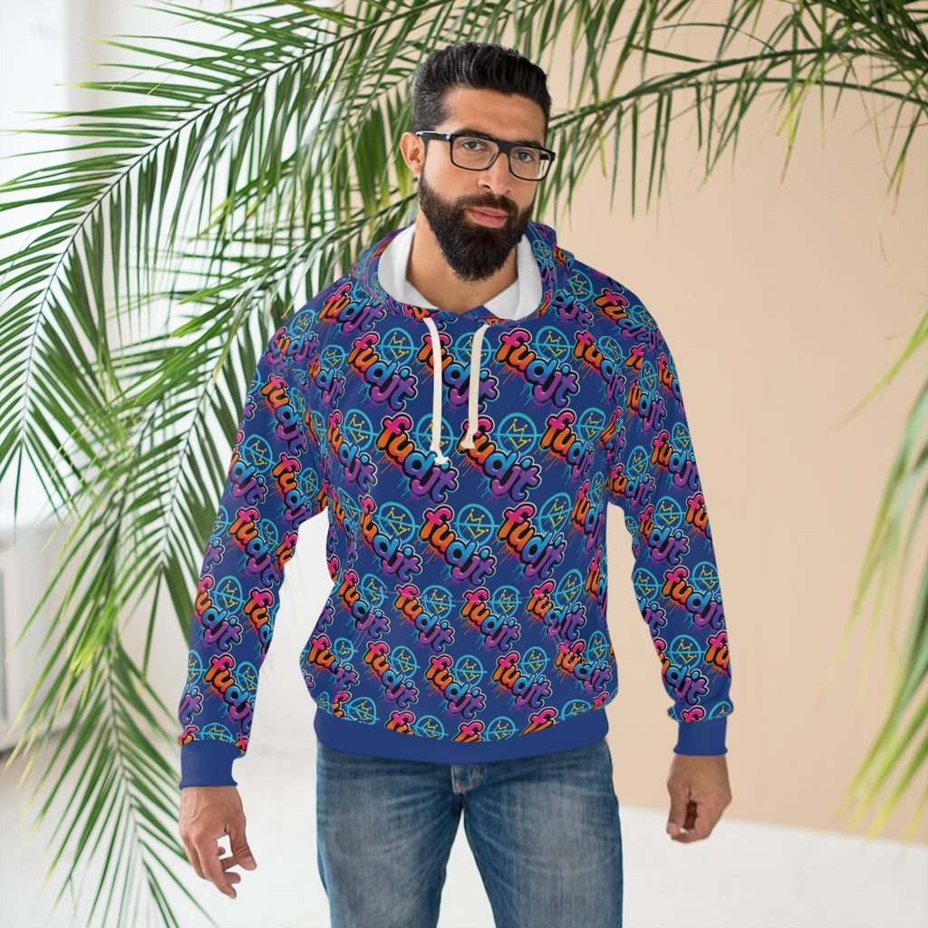 fudjt No Kings Clown Town Hoodie | All Over Dark Blue Stagger Lee 5-45