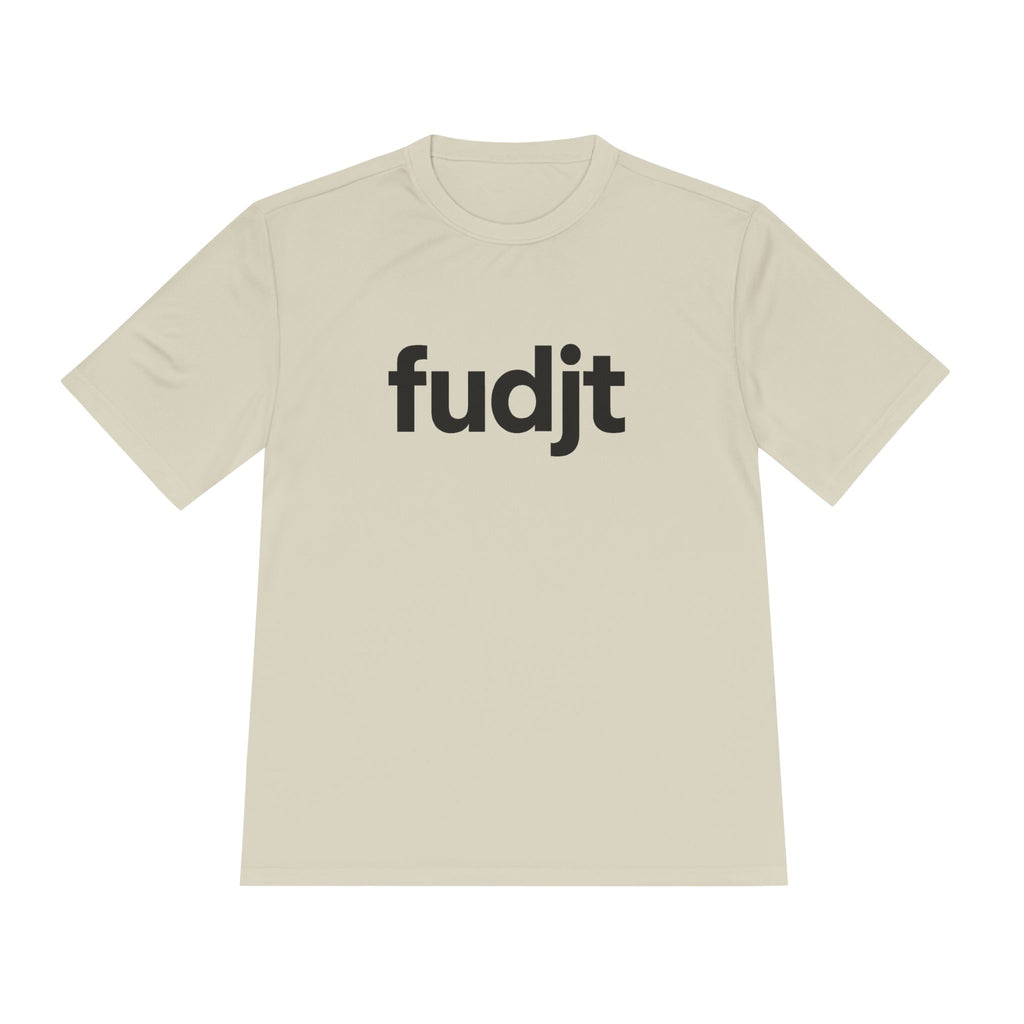 Black fudjt design Moisture Wicking Performance Tee | 12 Colors - view 7 - Sand