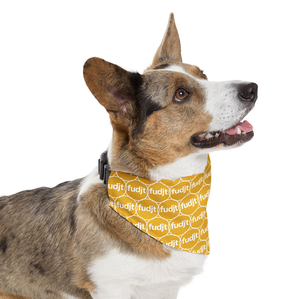 Yellow fudjt Unbroken Chain 1.25  Bandana Collar for Dogs, Cats & More | 4 Sizes