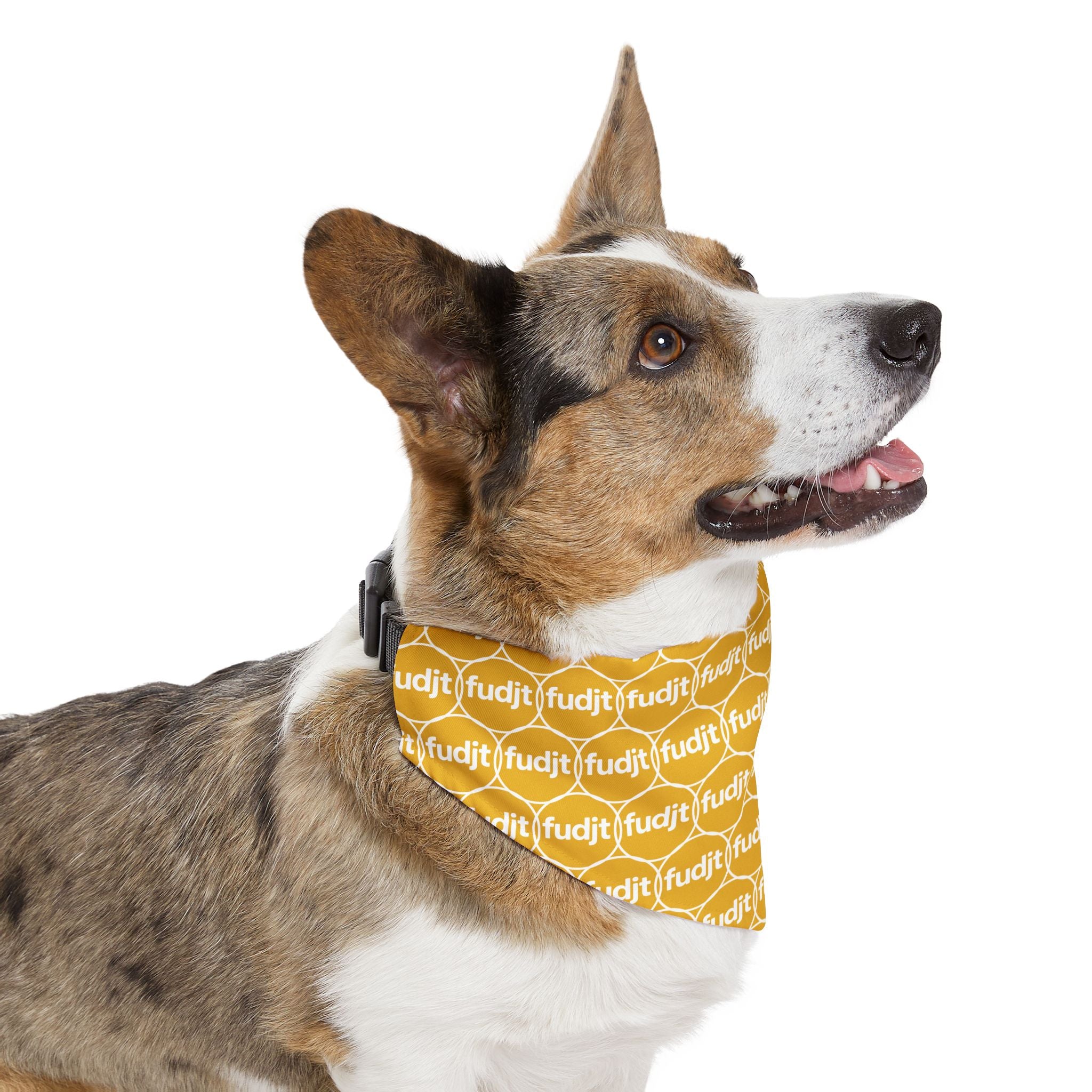 Yellow fudjt Unbroken Chain 1.25  Bandana Collar for Dogs, Cats & More | 4 Sizes