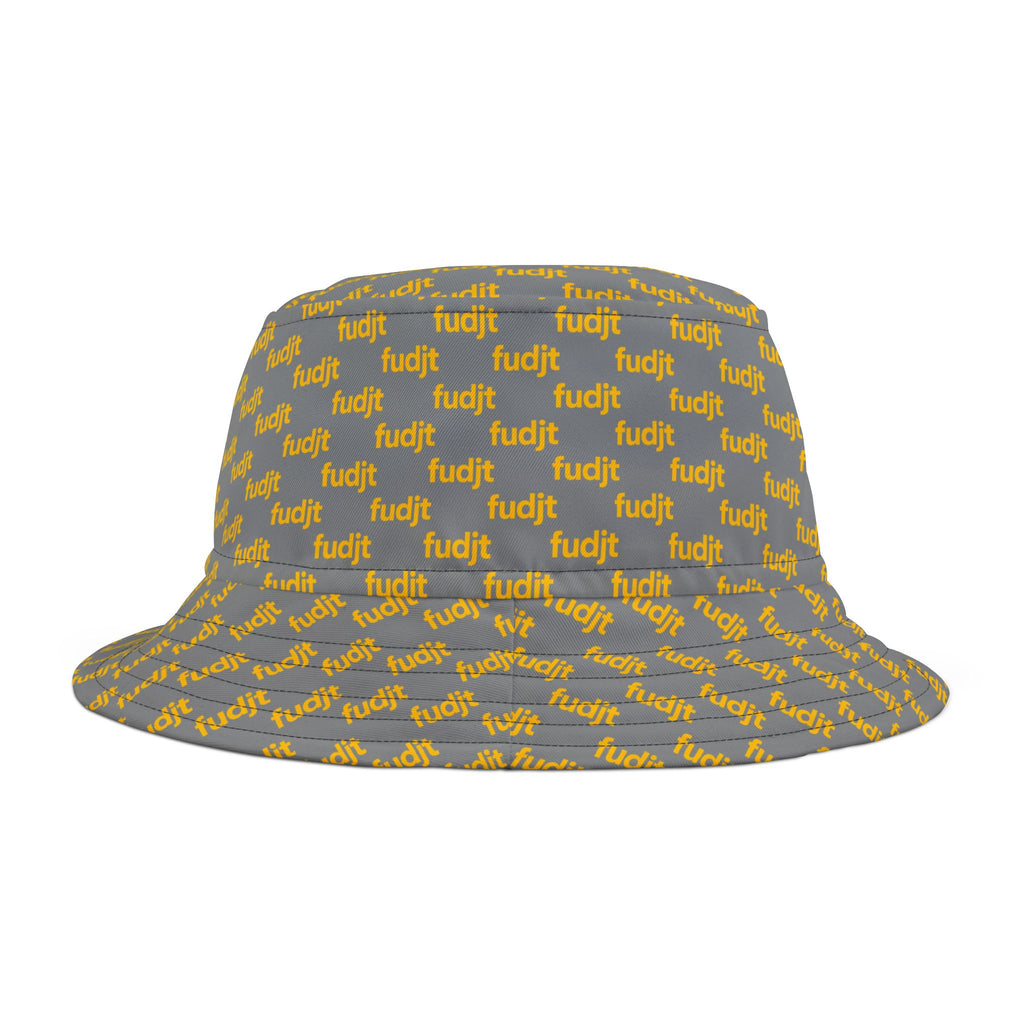 Trendy Yellow fudjt All Over on Gray Bucket Hat
