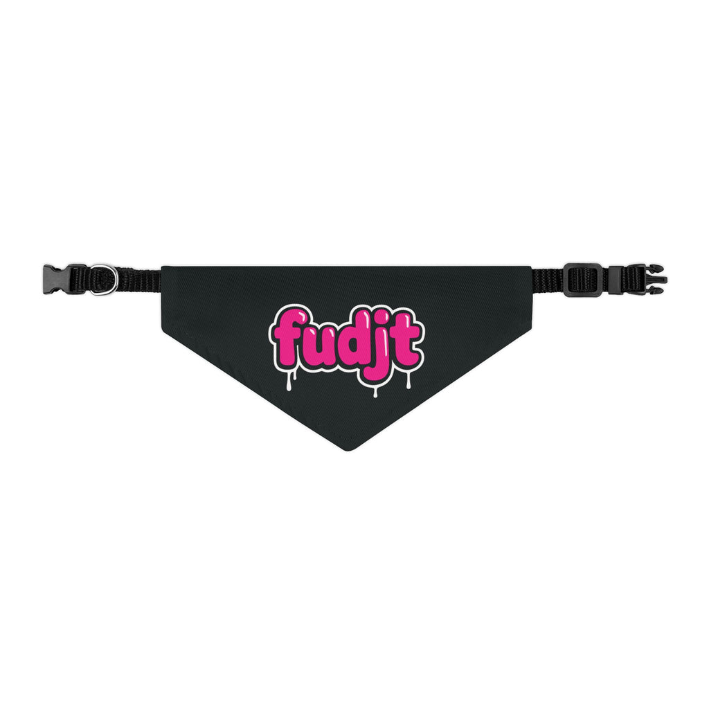 Black fudjt Pink Drip Bandana Collar for Dogs, Cats & More | 4 Sizes