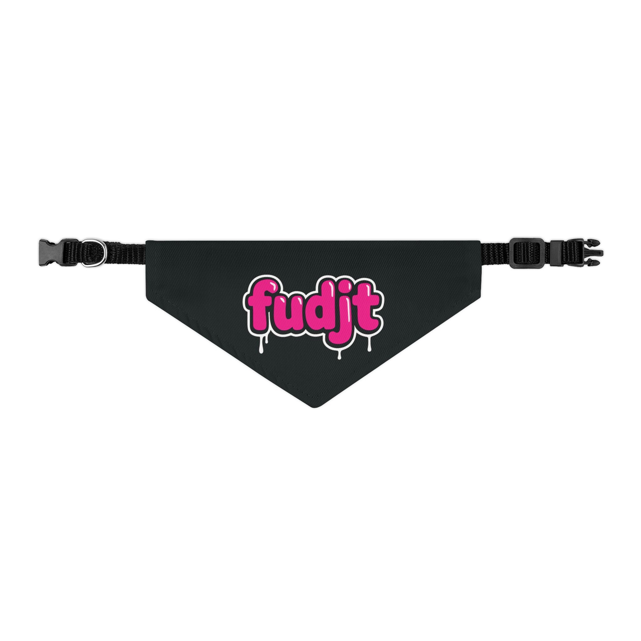 Black fudjt Pink Drip Bandana Collar for Dogs, Cats & More | 4 Sizes