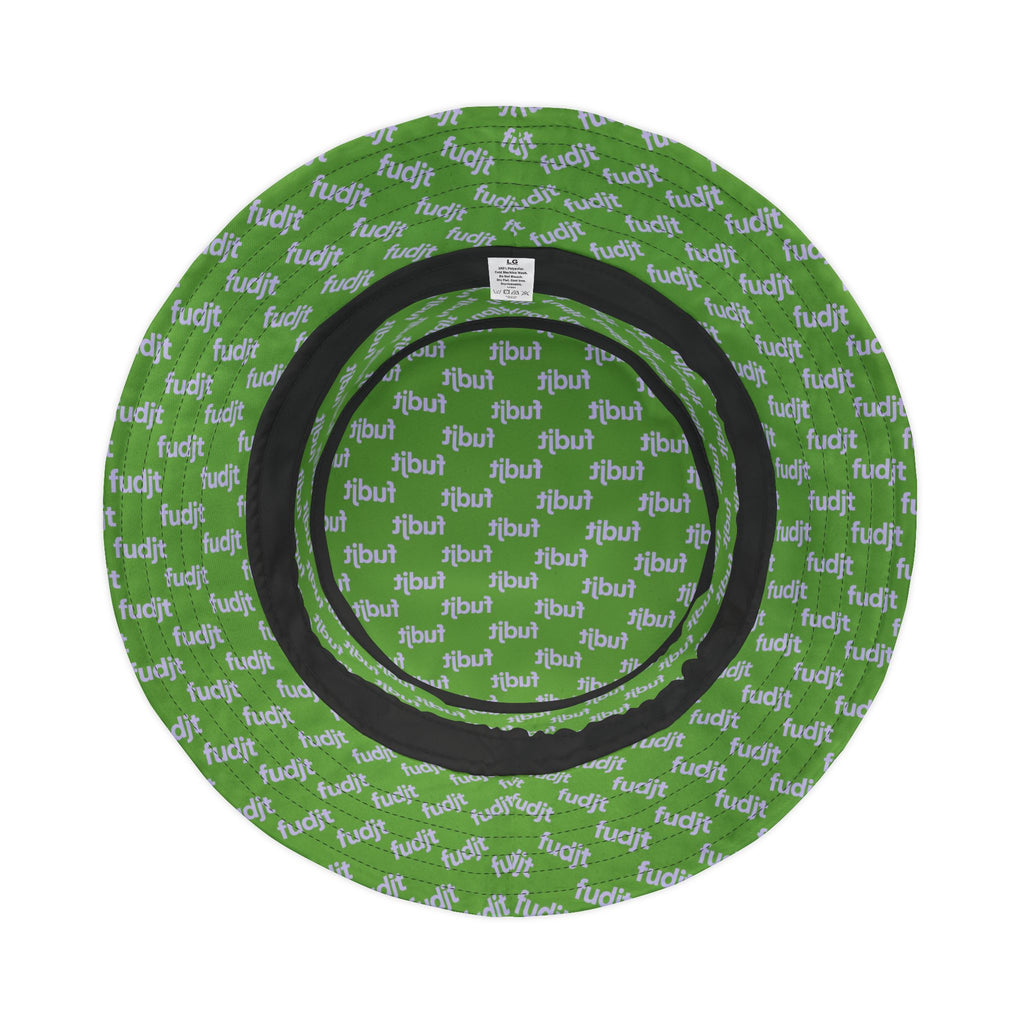 Trendy Lavender fudjt All Over on Green Bucket Hat