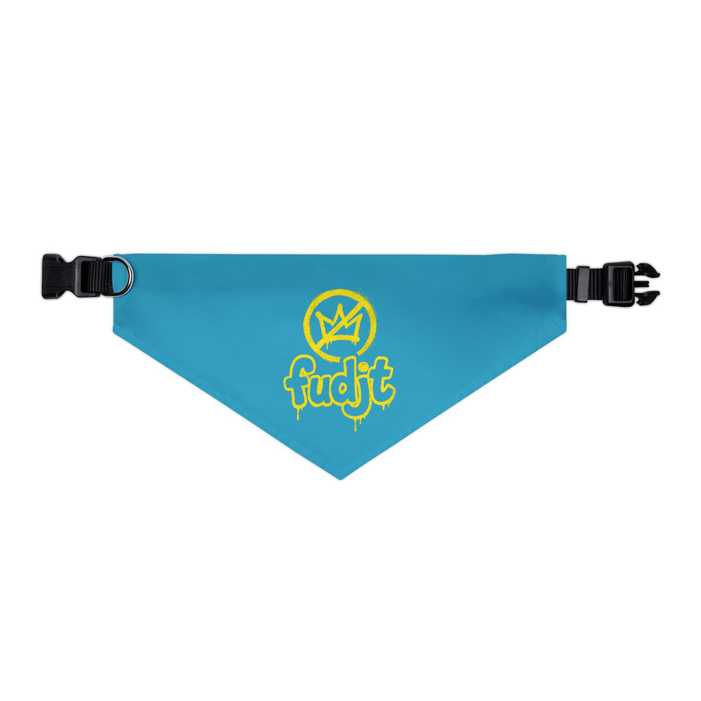 Turquoise Golden fudjt No Kings Bandana Collar for Dogs, Cats & More | 4 Sizes