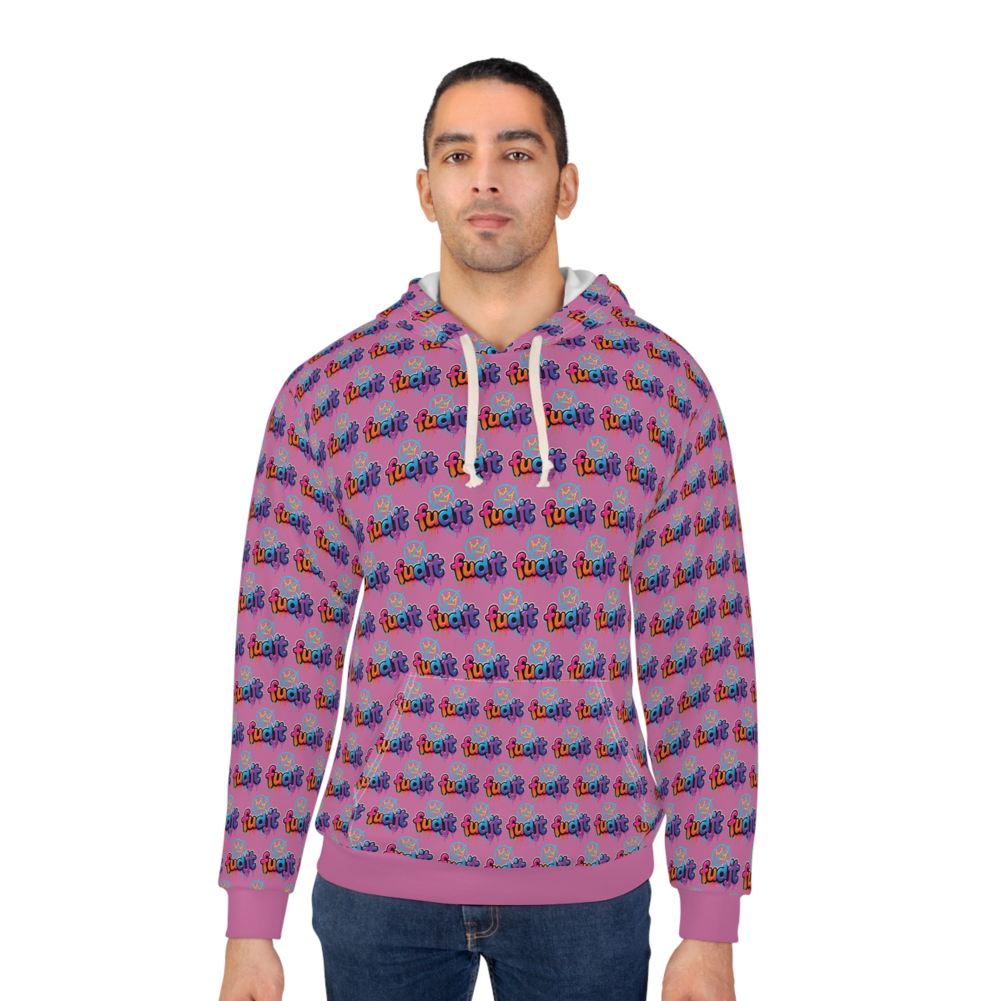 fudjt No Kings Clown Town Hoodie | All Over Light Pink 2.5