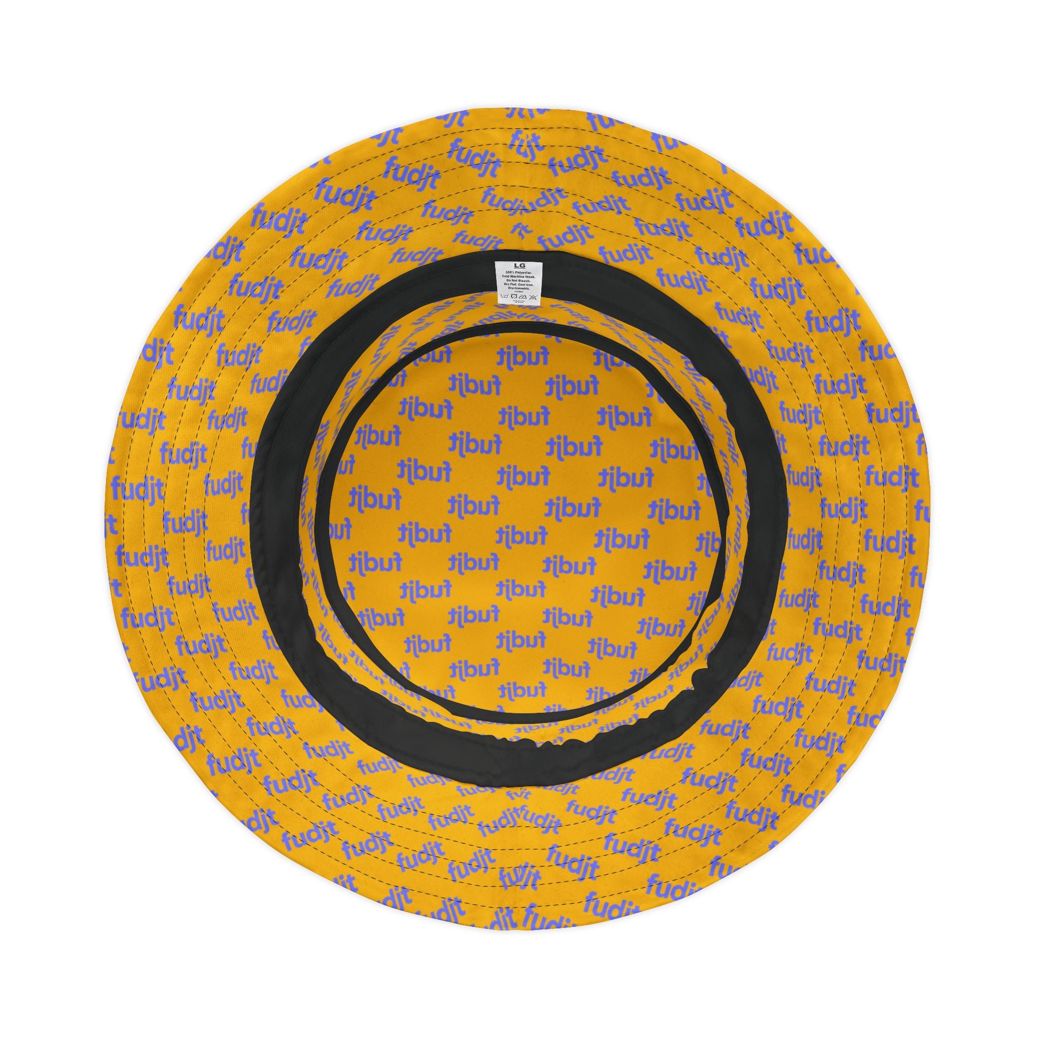 Trendy Light Blue fudjt All Over on Yellow Bucket Hat