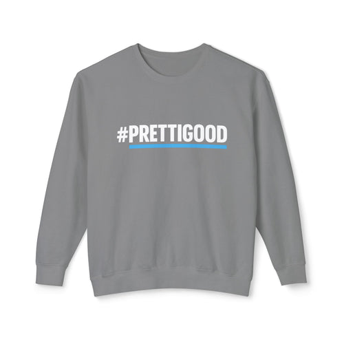 #PrettiGood Crewneck Sweatshirt — Blue Star Graphic Backside, Premium Casual Pullover | 7 Colors