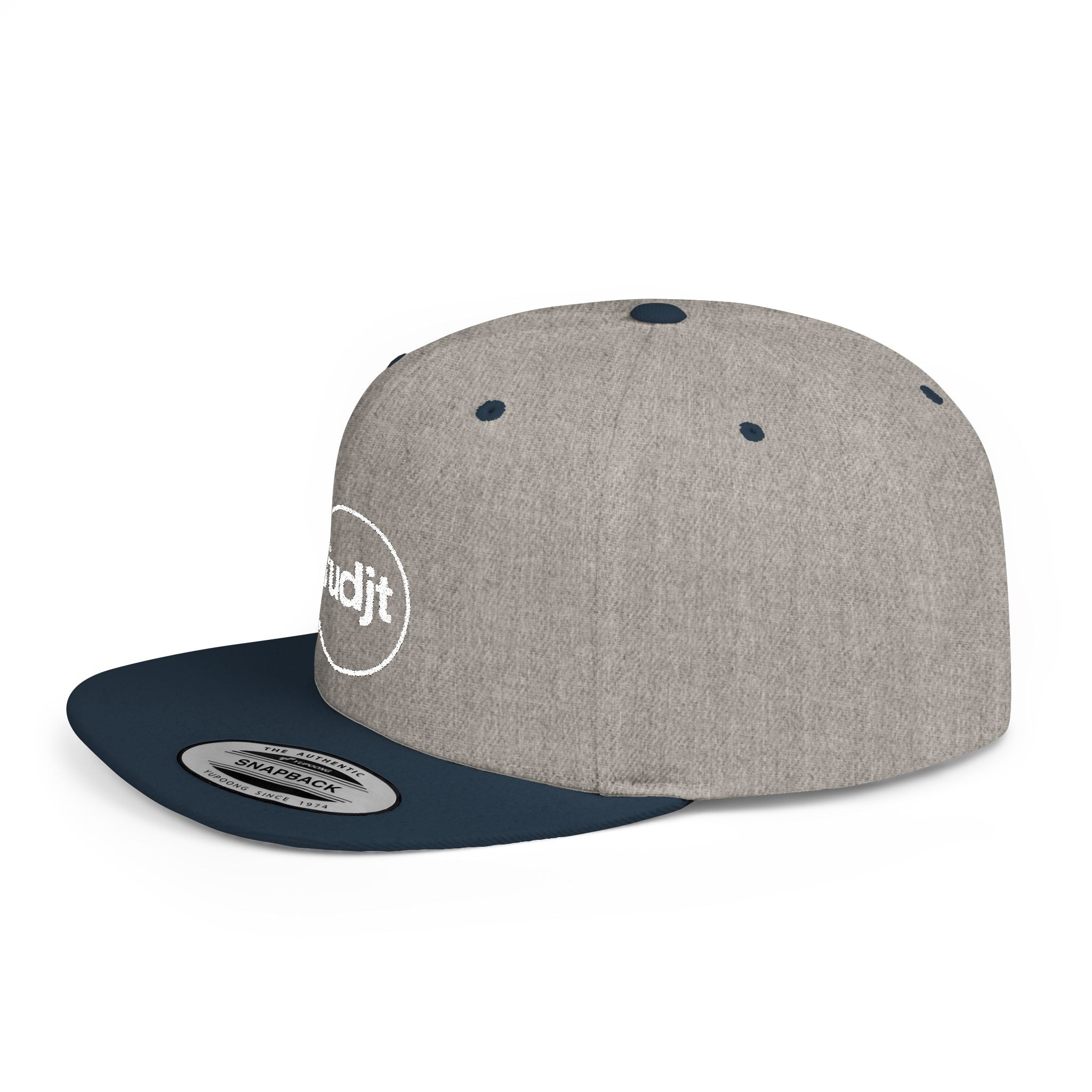 fudjt Circle Flat Bill Snapback Hat | White Embroidery |  14 Colors